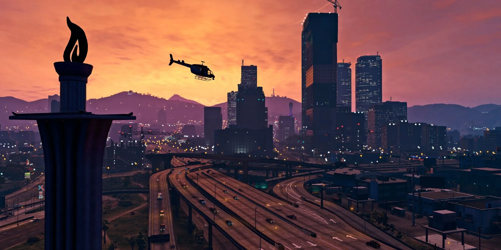 Thành phố Los Santos rộng lớn và đầy chi tiết trong Grand Theft Auto 5, biểu tượng của game thế giới mở hành động