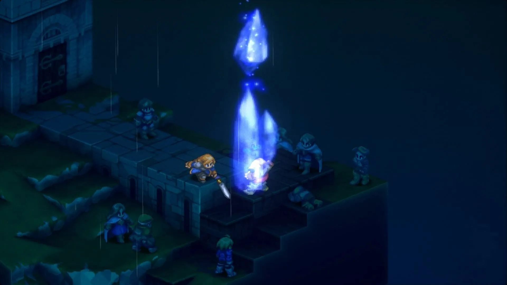 Agrias cầm Kiếm Thánh trong Final Fantasy Tactics: The Ivalice Chronicles, cảnh chiến đấu mô tả sức mạnh nhân vật