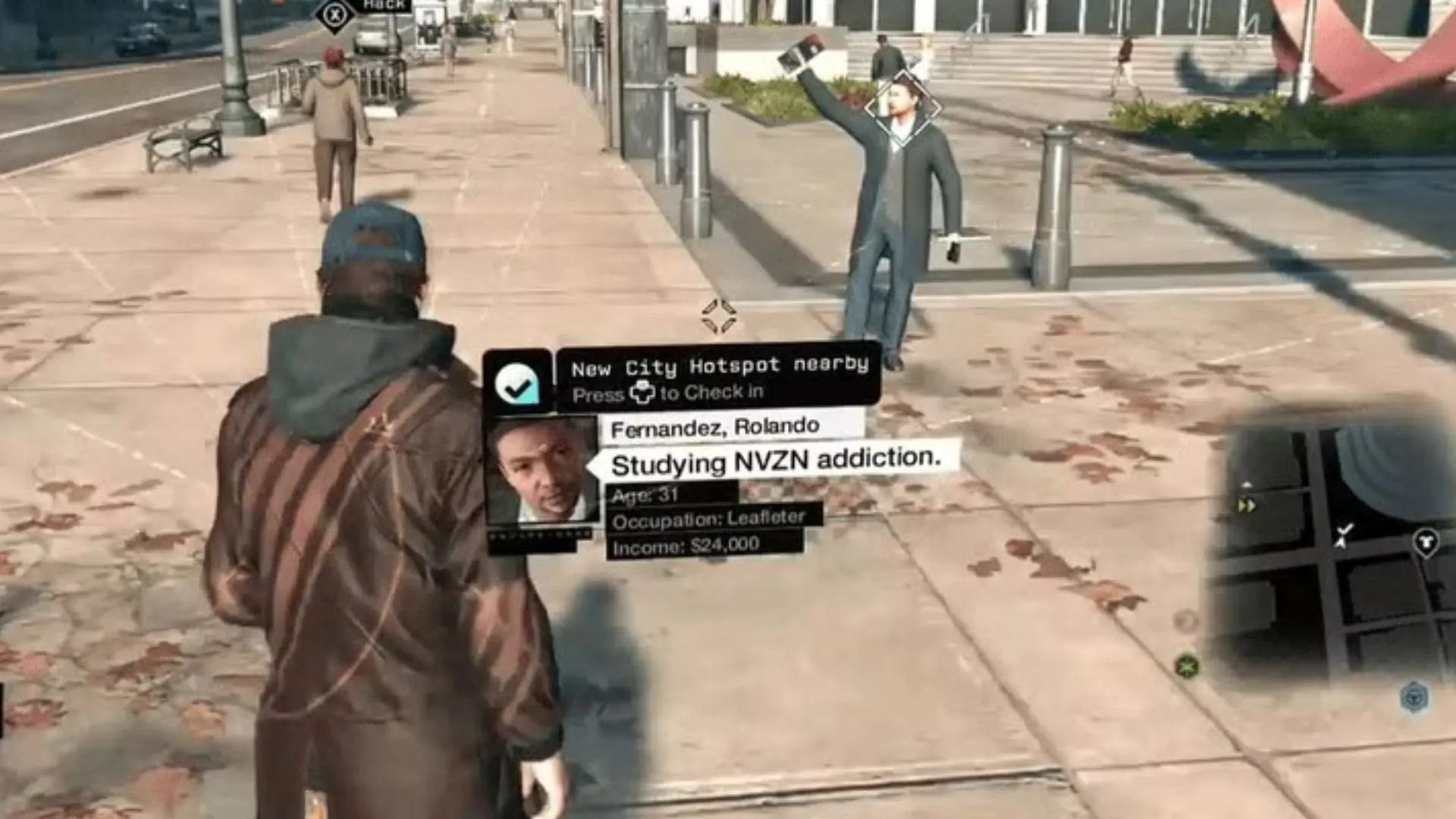 Aiden Pierce trong Watch Dogs, nhấn mạnh yếu tố hacking và xâm nhập thành phố