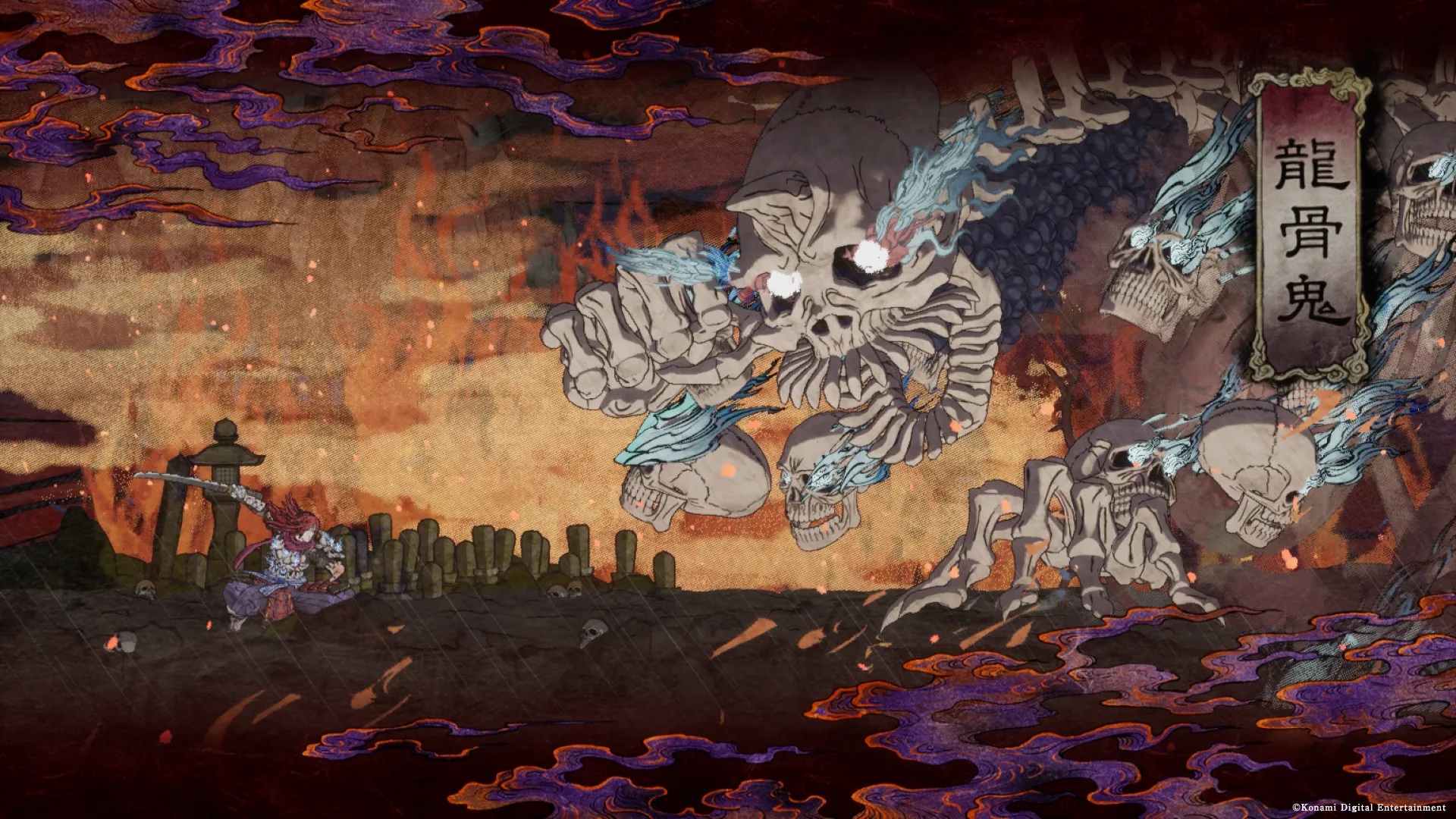 Ảnh bìa GetsuFumaDen: Undying Moon với phong cách 2.5D và motif Nhật cổ điển