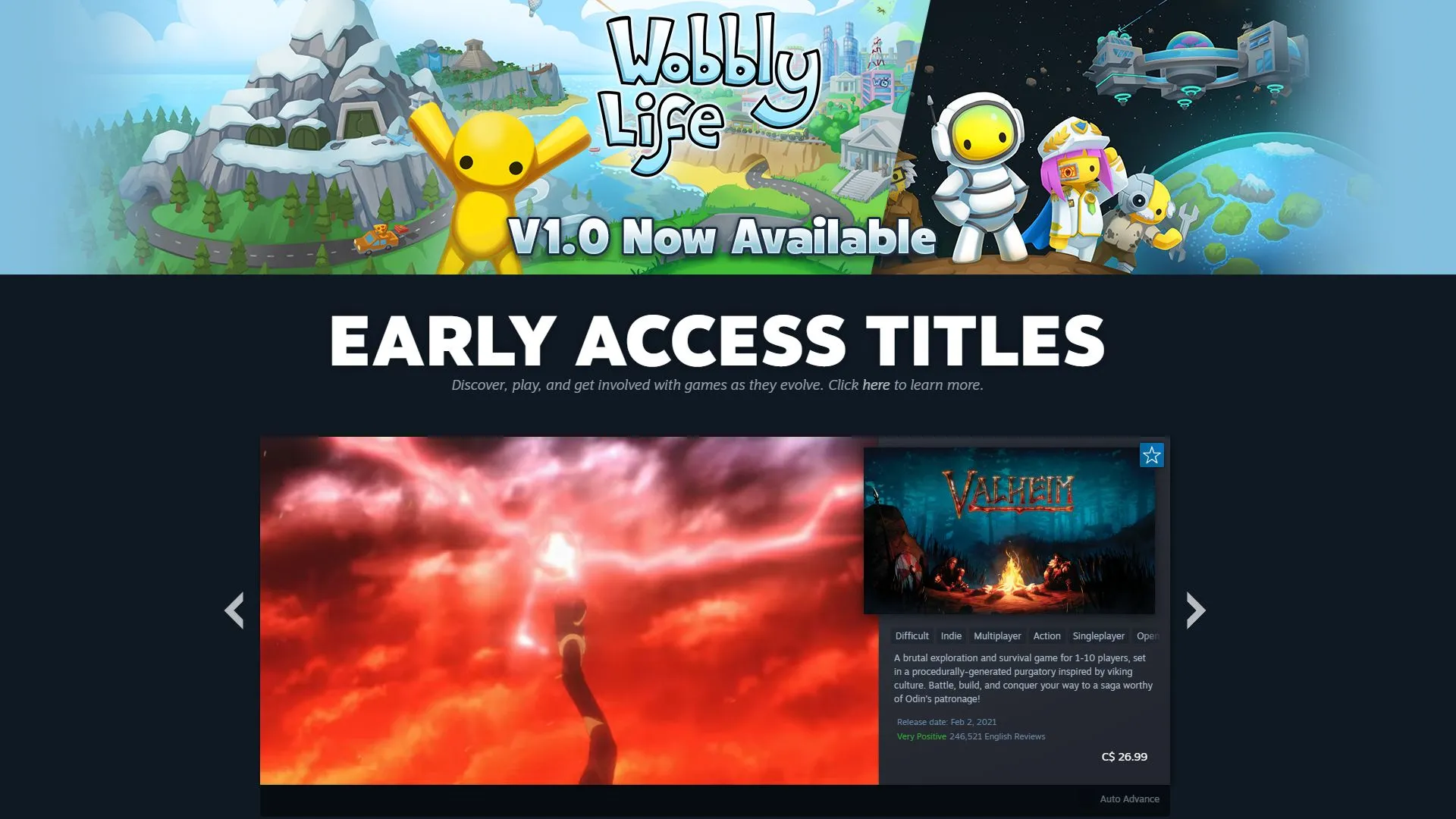 Ảnh bìa trang Early Access trên Steam, minh họa kệ trò chơi đang trong giai đoạn Early Access