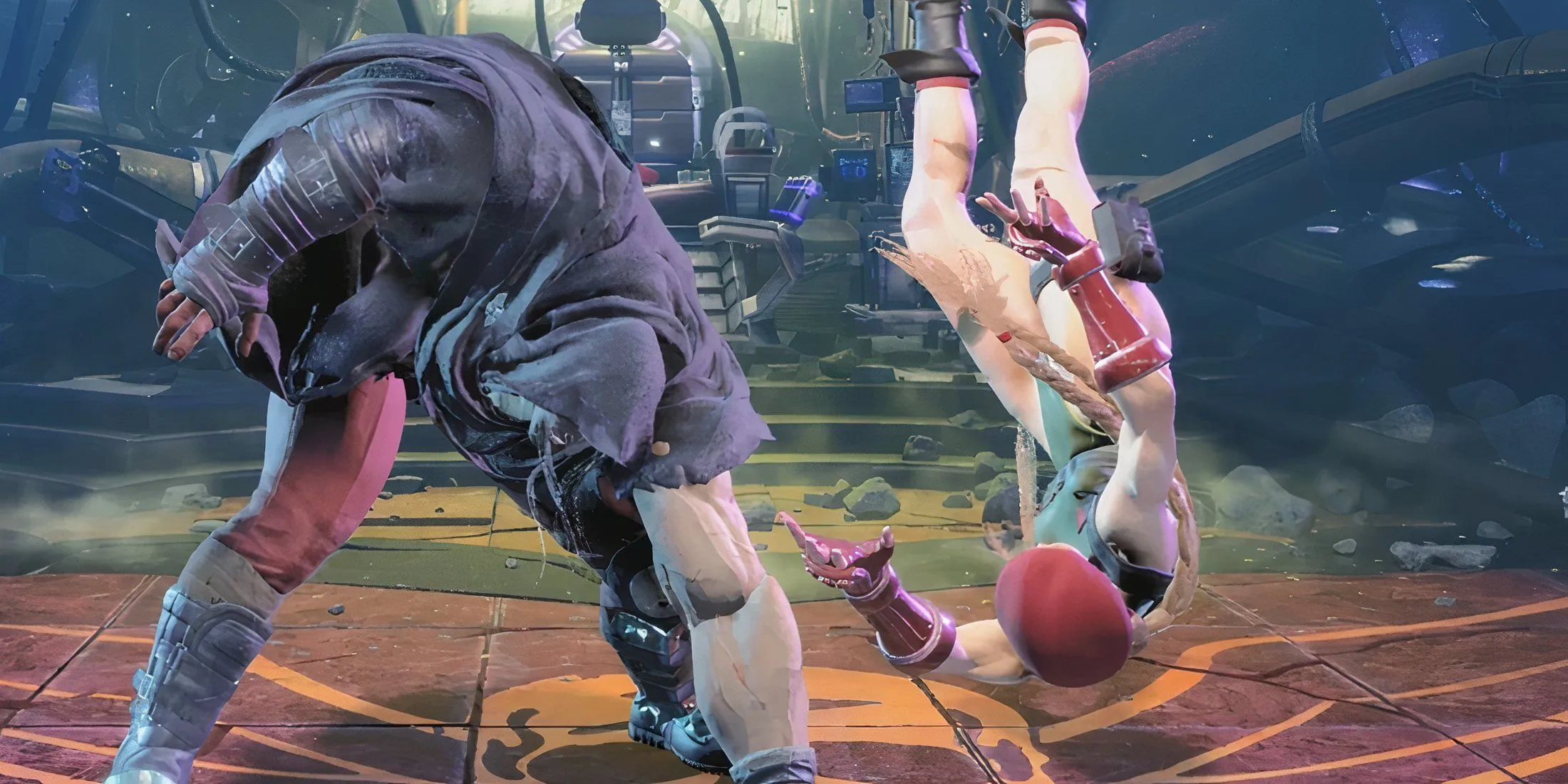 Ảnh chụp gameplay Street Fighter 6 minh họa tư thế tấn công và chống nhảy