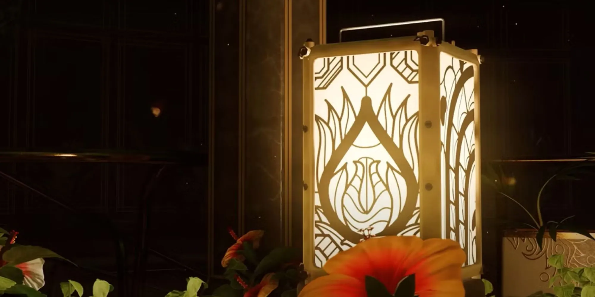Ảnh chụp teaser Hotel Samsara: chiếc đèn bàn trong video Frictional_Next_Project.mp4, gợi ý bối cảnh khách sạn và tông màu kinh dị tâm lý