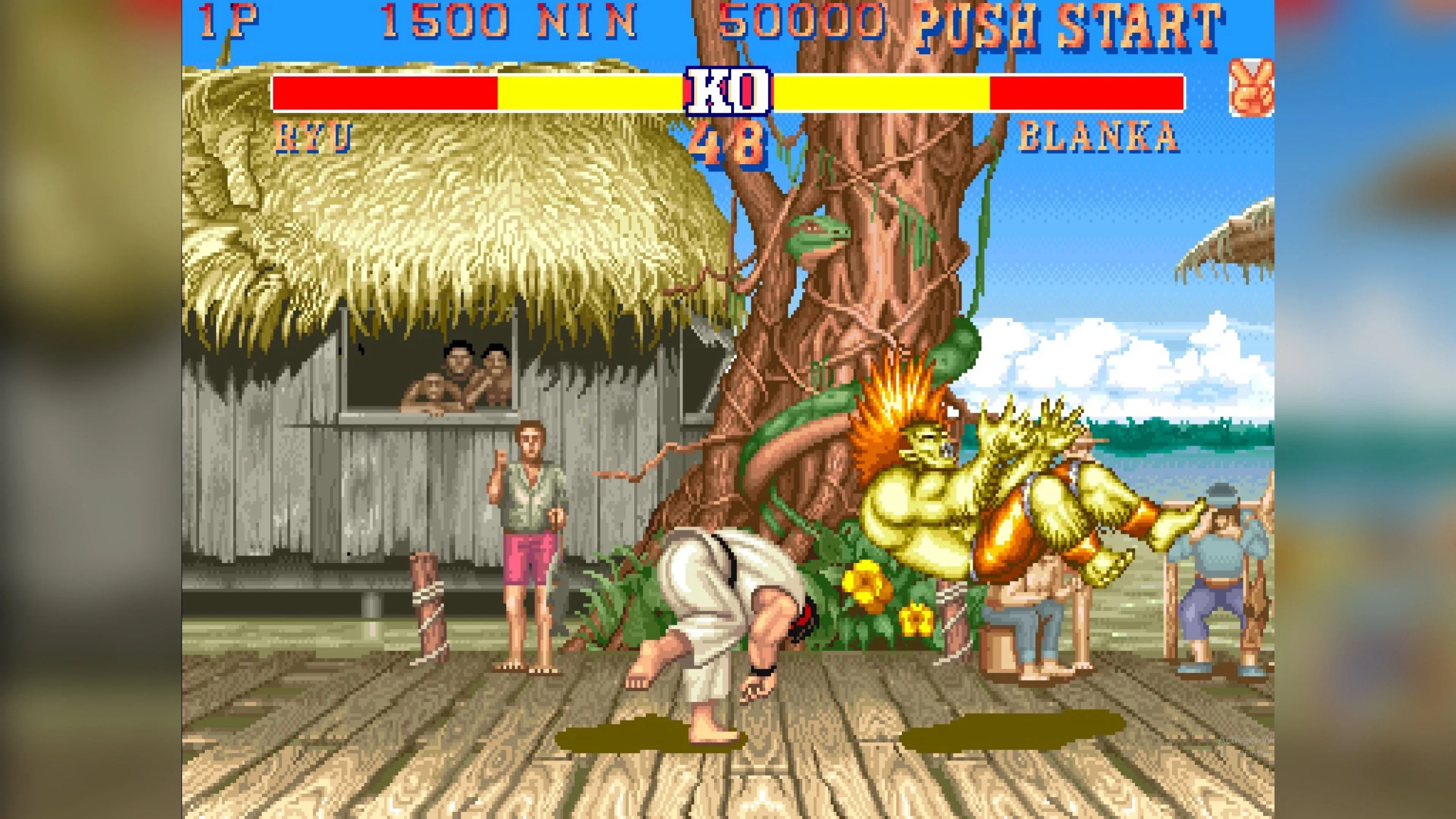 Ảnh đầu game Street Fighter II với phong cách pixel kinh điển, biểu tượng arcade của thập niên 90