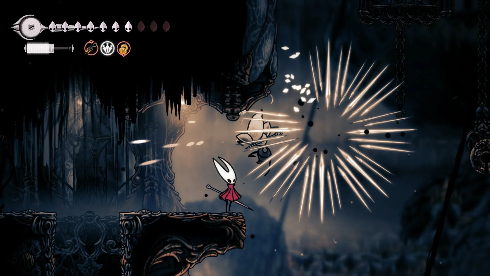 Ảnh: Kẻ địch bị trúng Memory Crystal trong Silksong