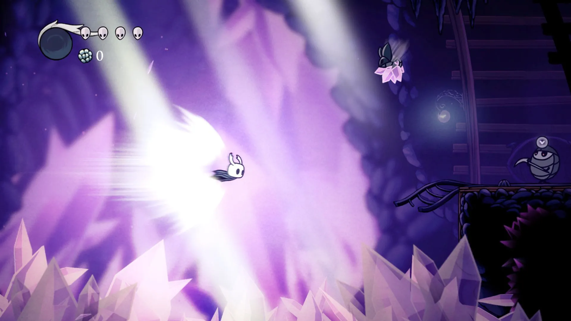 Ảnh ký hiệu dash trong Hollow Knight minh họa phong cách Metroidvania với boss khó khăn và khám phá sâu