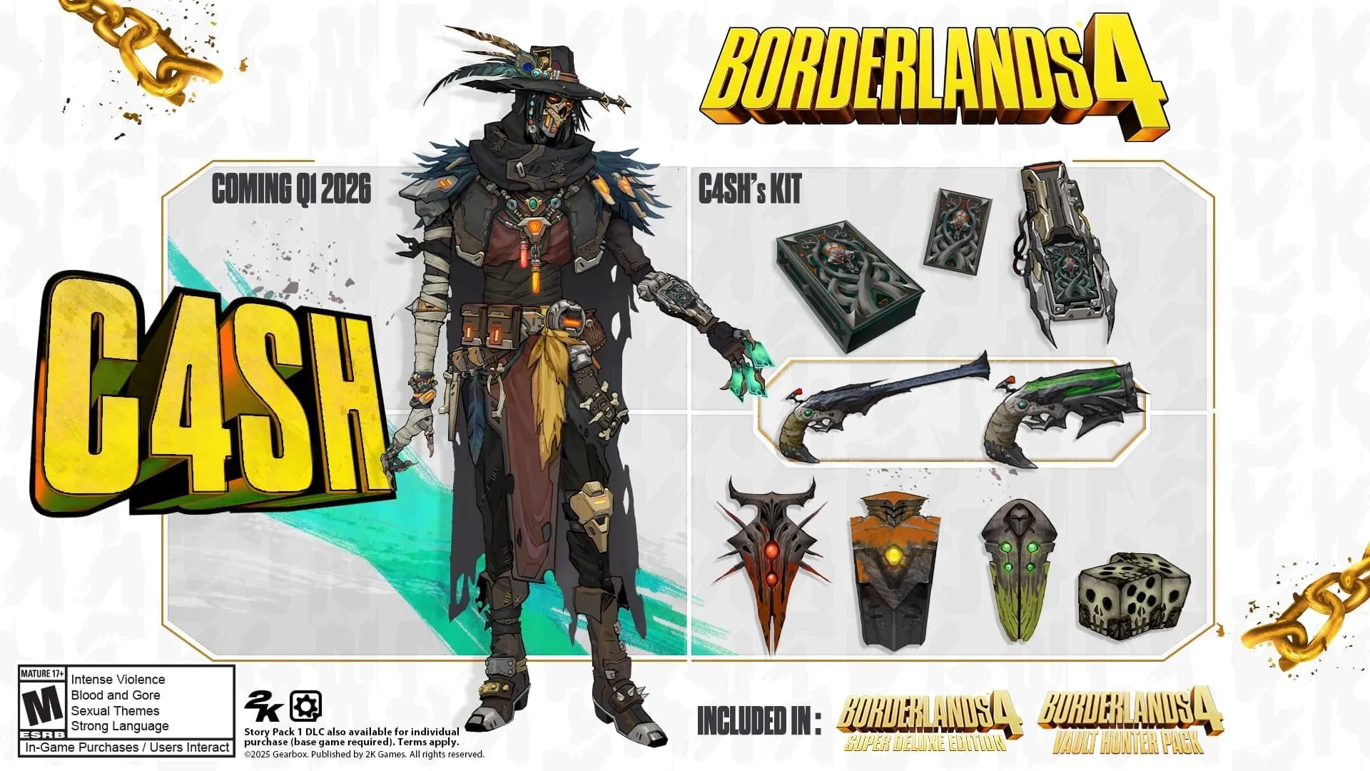Áp phích C4SH — Vault Hunter DLC đầu tiên trong gói DLC Borderlands 4