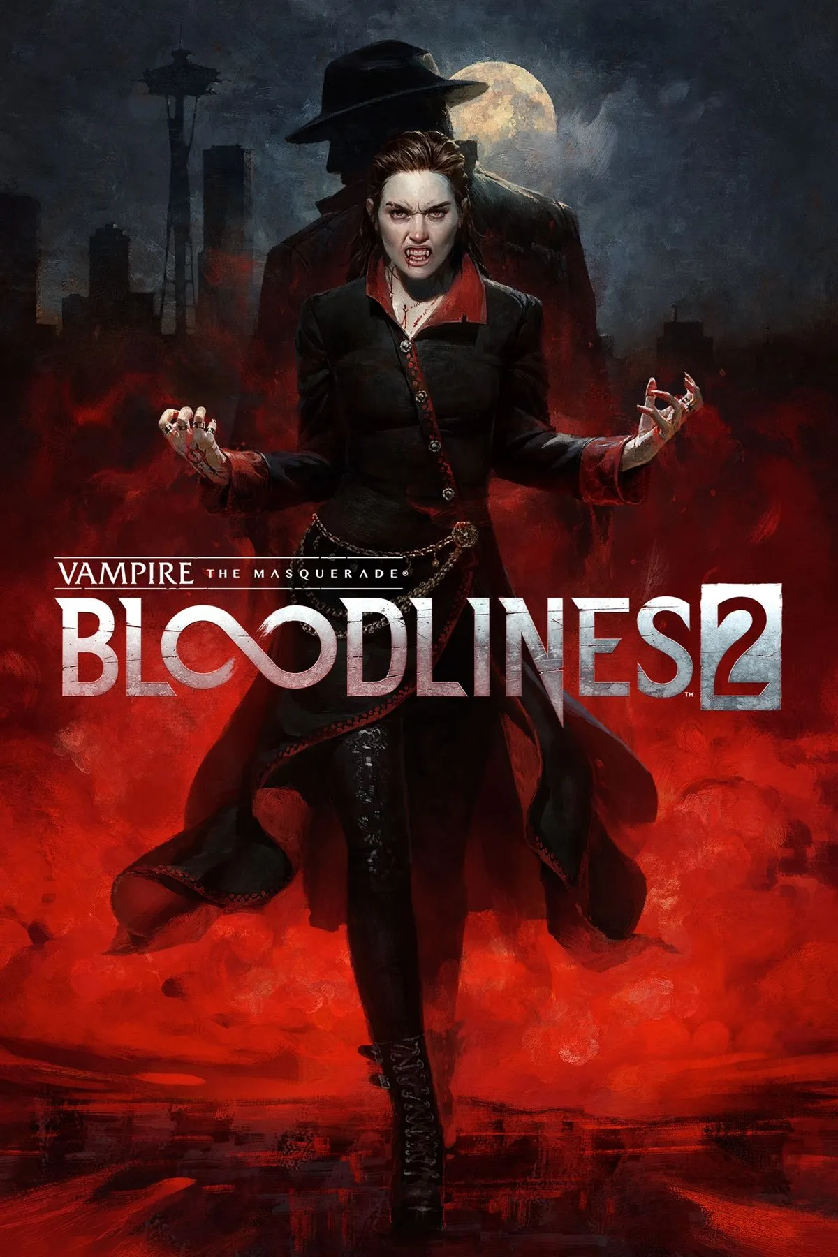 Áp phích quảng bá Bloodlines 2 thể hiện tông màu gothic và hệ thống clan