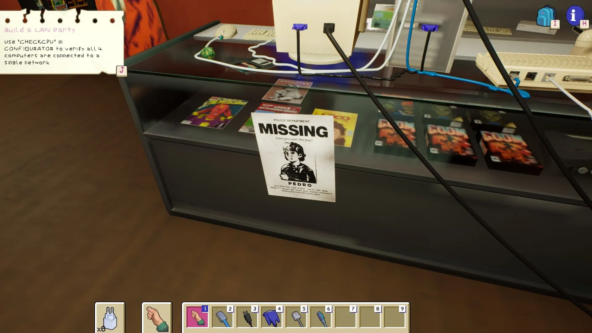 Áp phích thông báo "Missing Pedro" trong game LAN Party Adventures