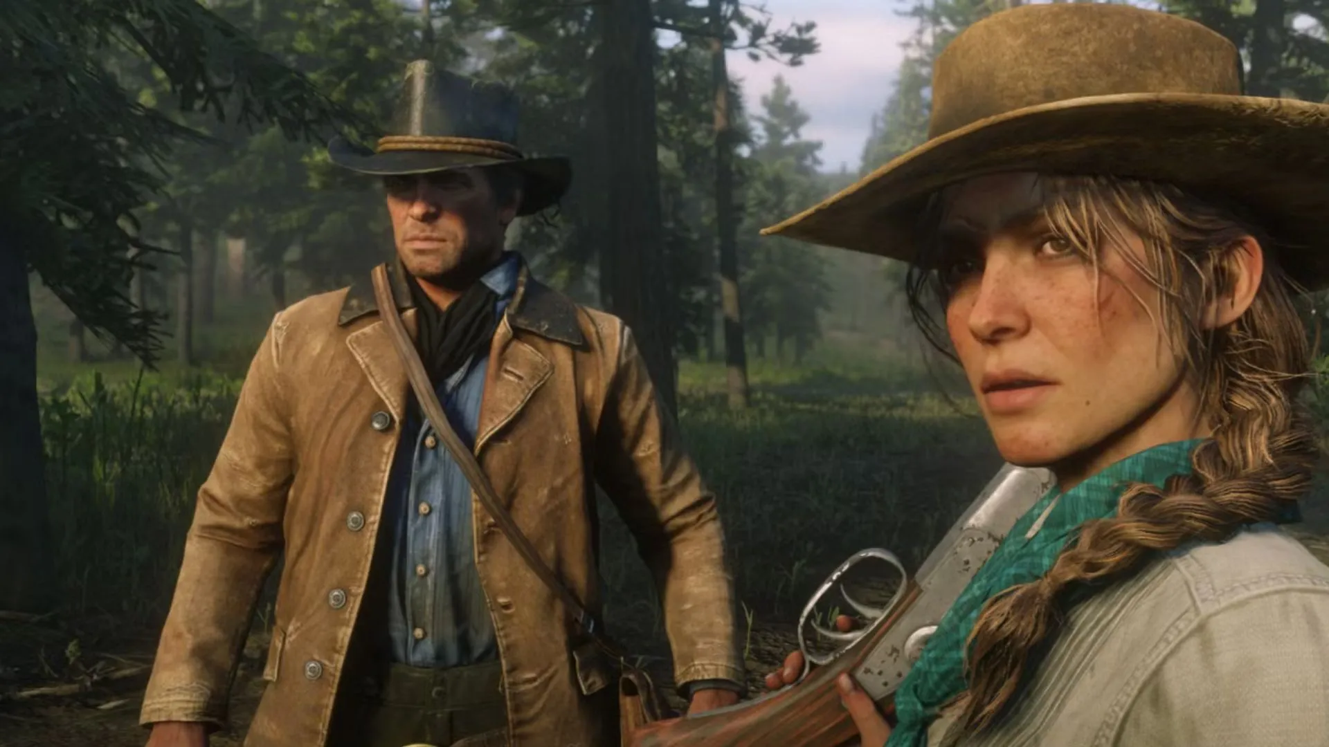 Arthur và Sadie trong Red Dead Redemption 2, khoảnh khắc thể hiện mối quan hệ phức tạp giữa nhân vật chính và đồng đội