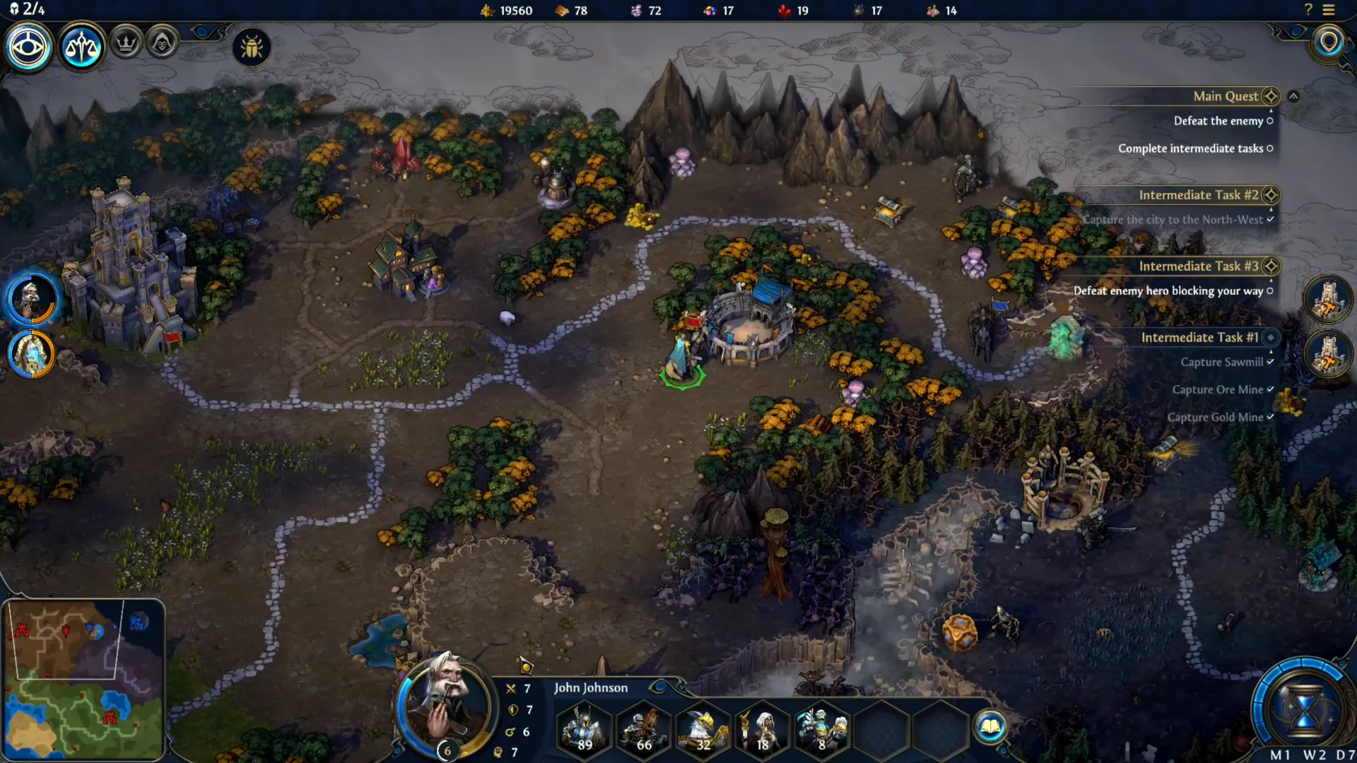 Bản đồ preview của Heroes of Might and Magic: Olden Era, hiển thị địa hình và điểm tương tác