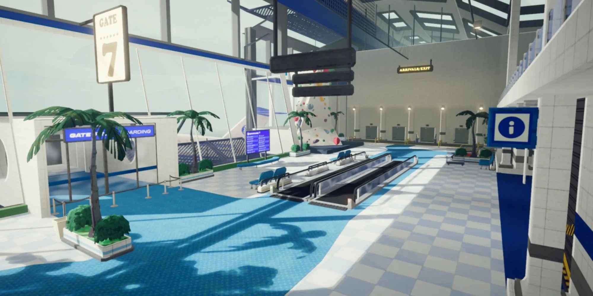 Bàn sân bay và khu vực chờ của Peak với bàn cờ lớn