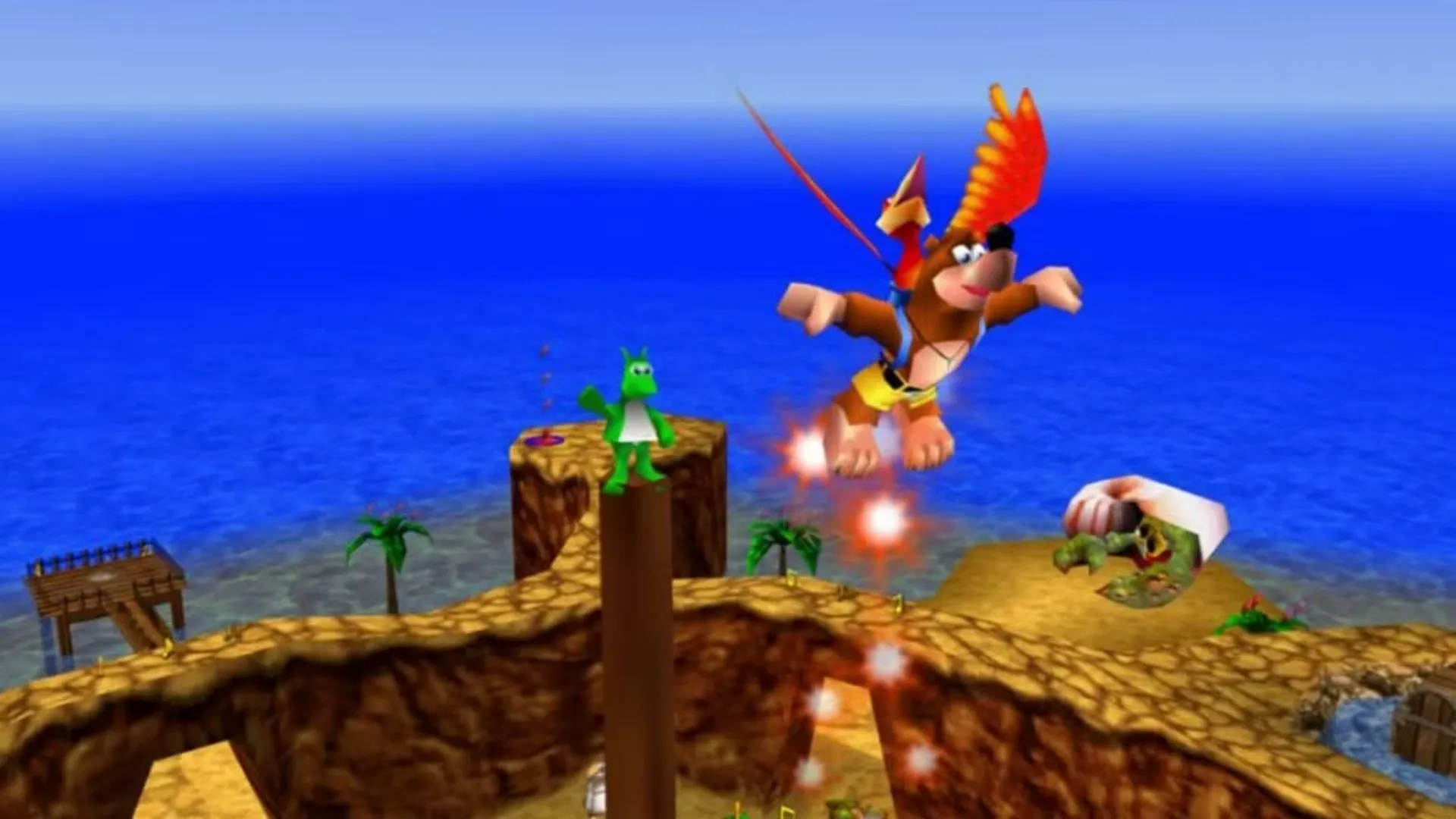 Banjo và Kazooie trong một khung cảnh đầy màu sắc, biểu tượng của game platform 3D tuyệt hảo