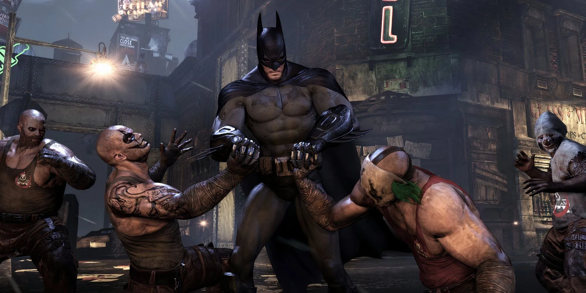 Batman giao tranh trong Arkham City, minh họa IP Batman thuộc Warner Bros. Games