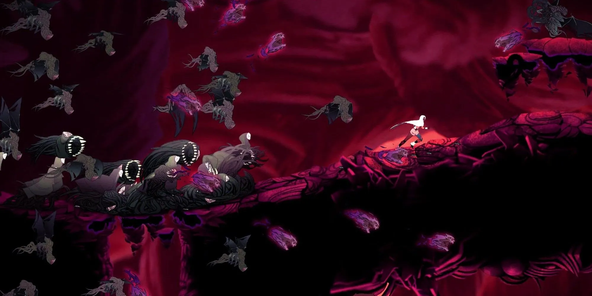 Bị quái vật rượt trong Sundered - Eldritch Edition - nghệ thuật tăm tối và u ám