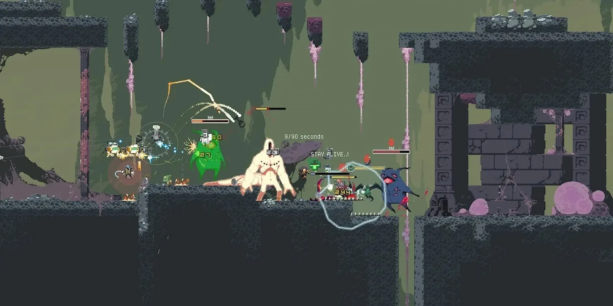 Bị tấn công bởi sinh vật ngoài hành tinh trong Risk of Rain Returns