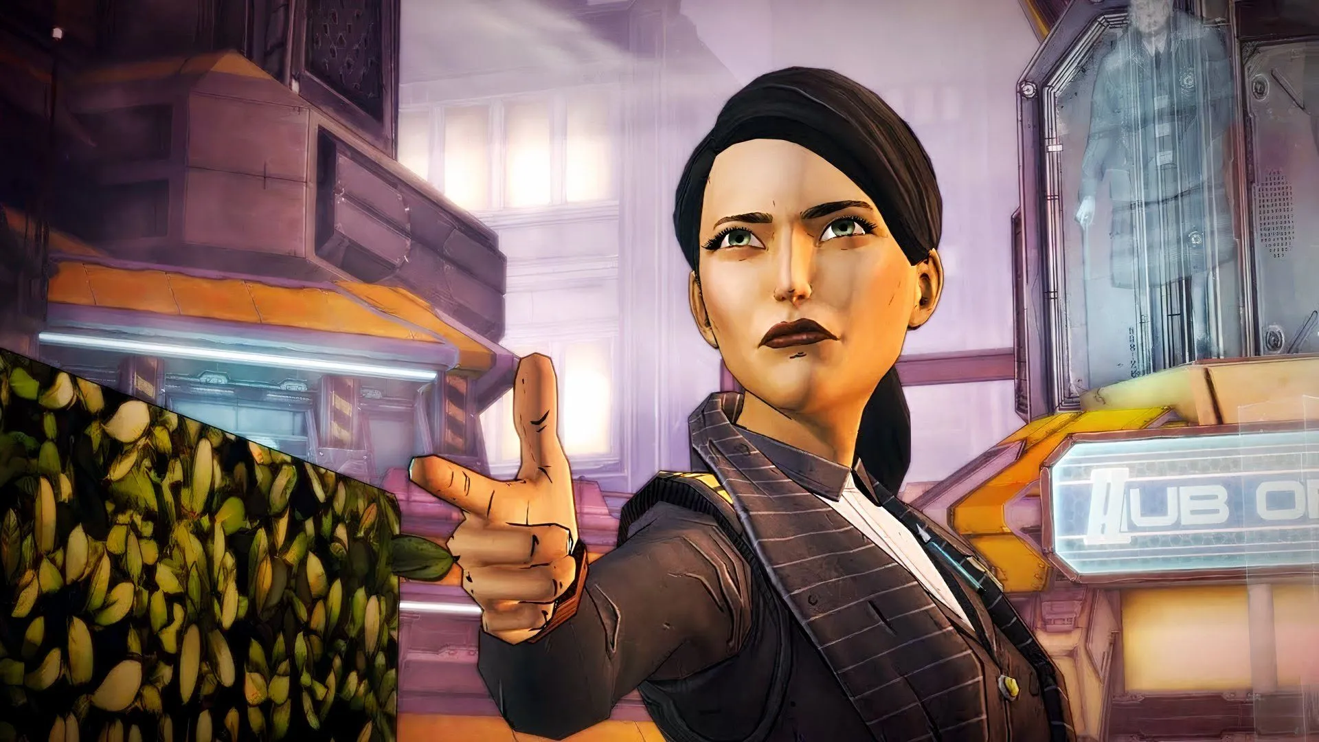 Bìa art của Tales From The Borderlands minh họa cảnh hài hước và kịch tính với layout Telltale