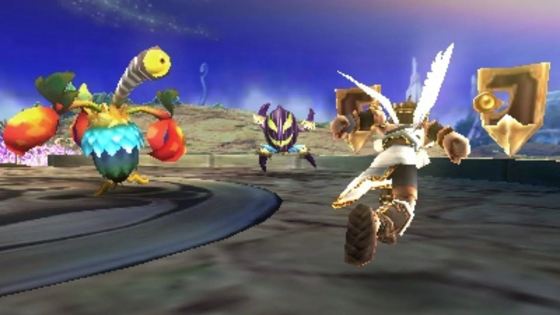 Bìa Kid Icarus: Uprising với Pit trên nền 3DS