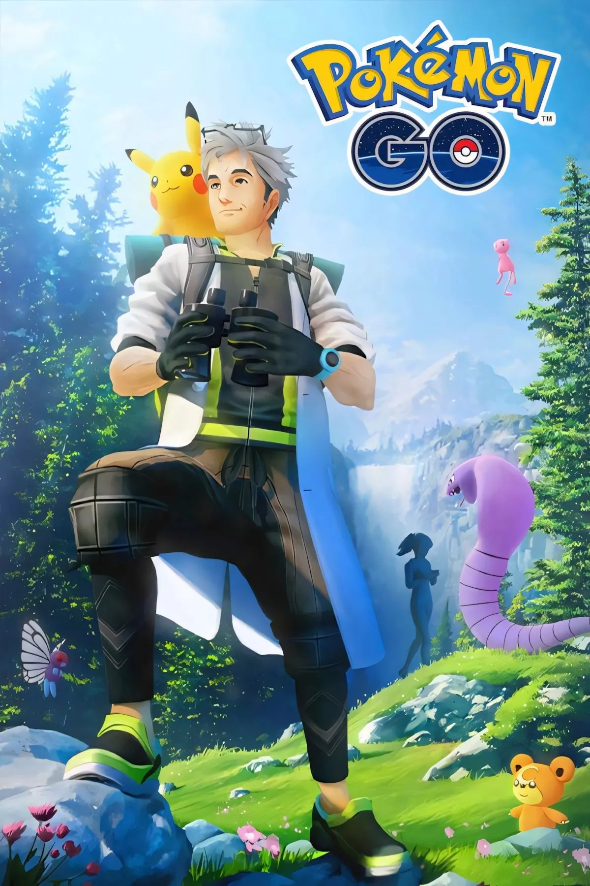 Bìa Pokémon GO: bản đồ AR với biểu tượng PokeStop và Pokemon trong trò chơi di động