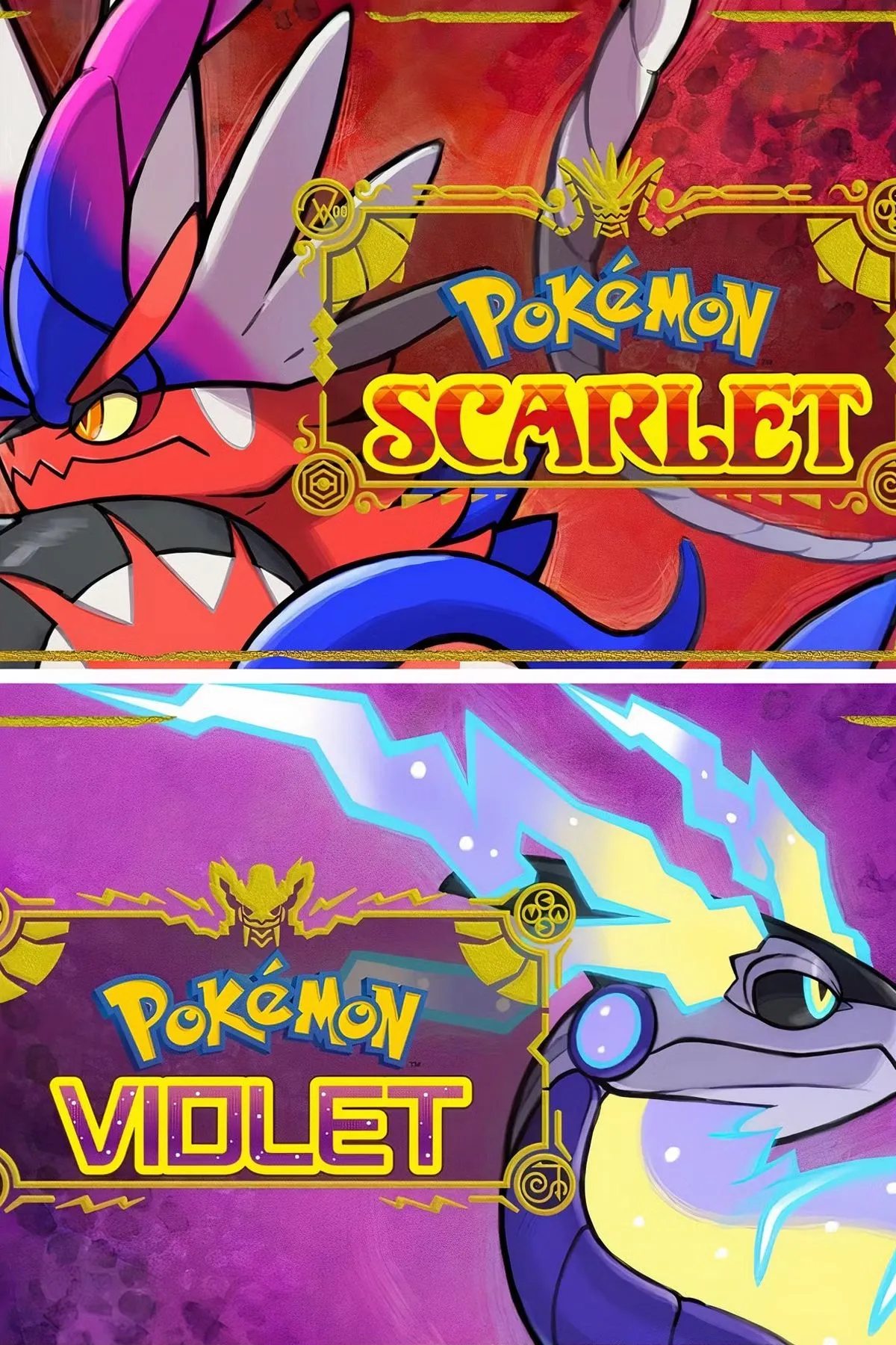 Bìa Pokémon Scarlet và Violet trên Nintendo Switch, phát hành 2022 (thế hệ 9)