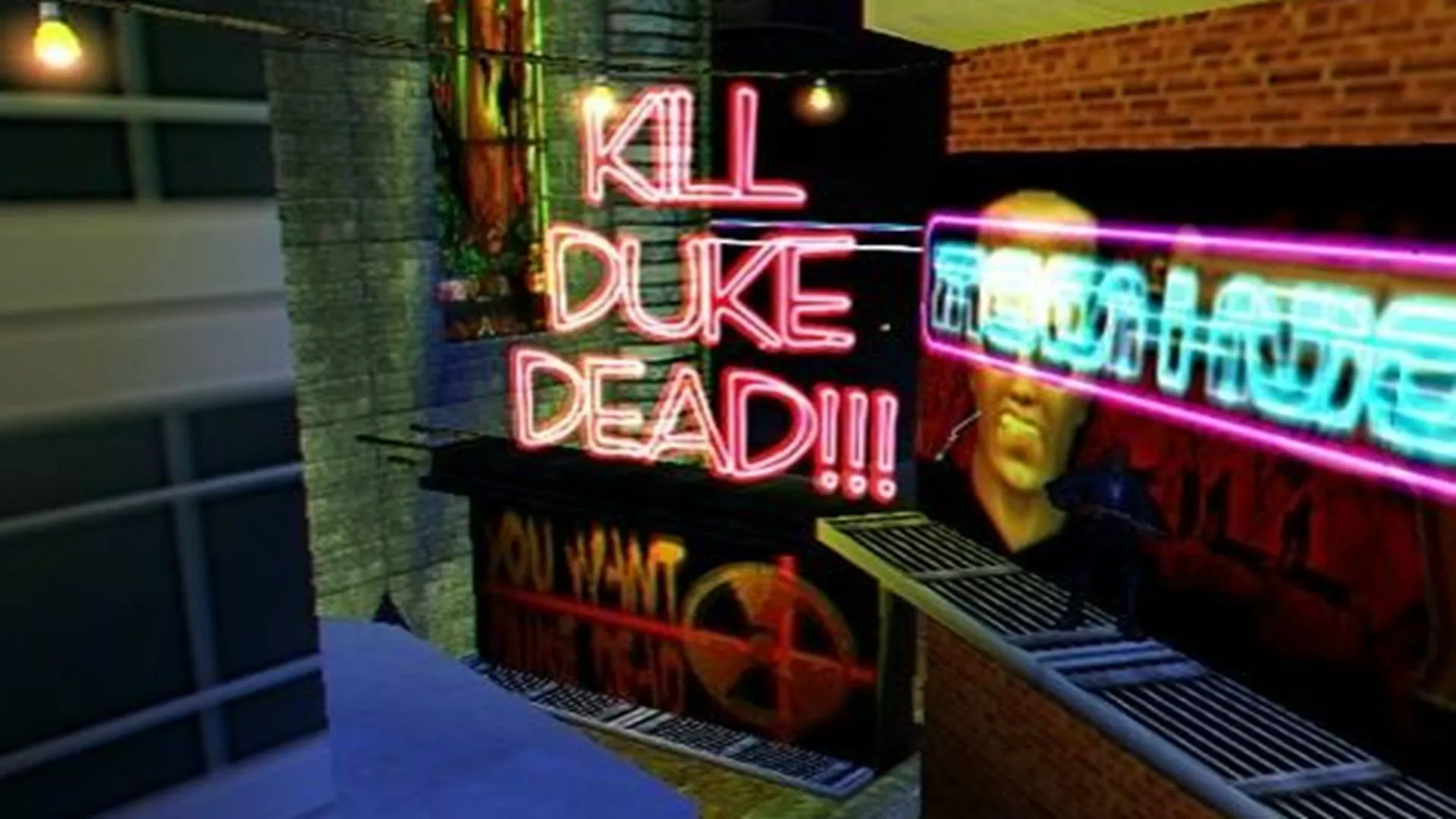 biển quảng cáo neon trong Duke Nukem: D-Day, prototype rò rỉ trên PS2