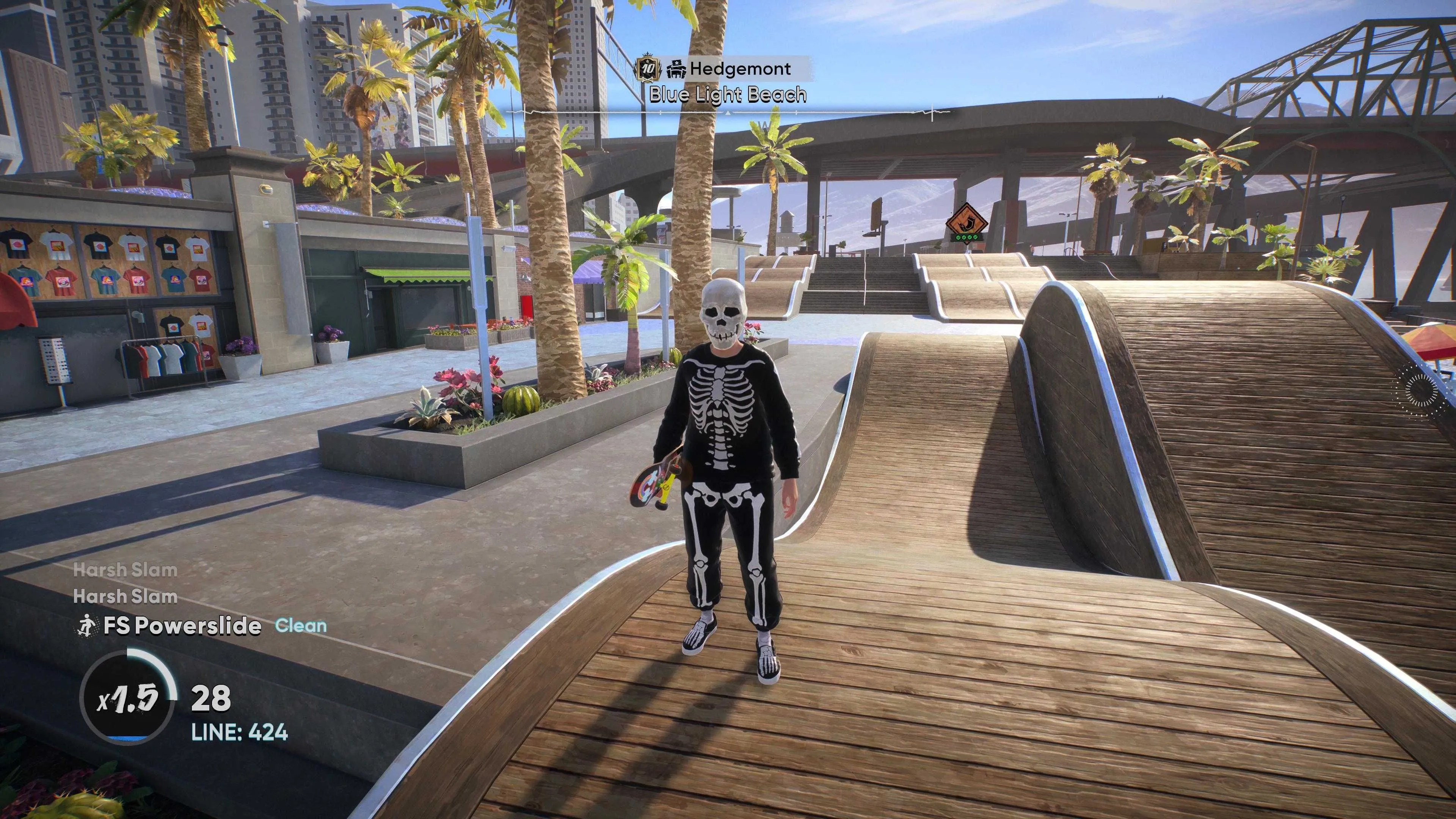 Blue Light Beach San Vansterdam - mảng gỗ lượn sóng cho grind dài Skate 4