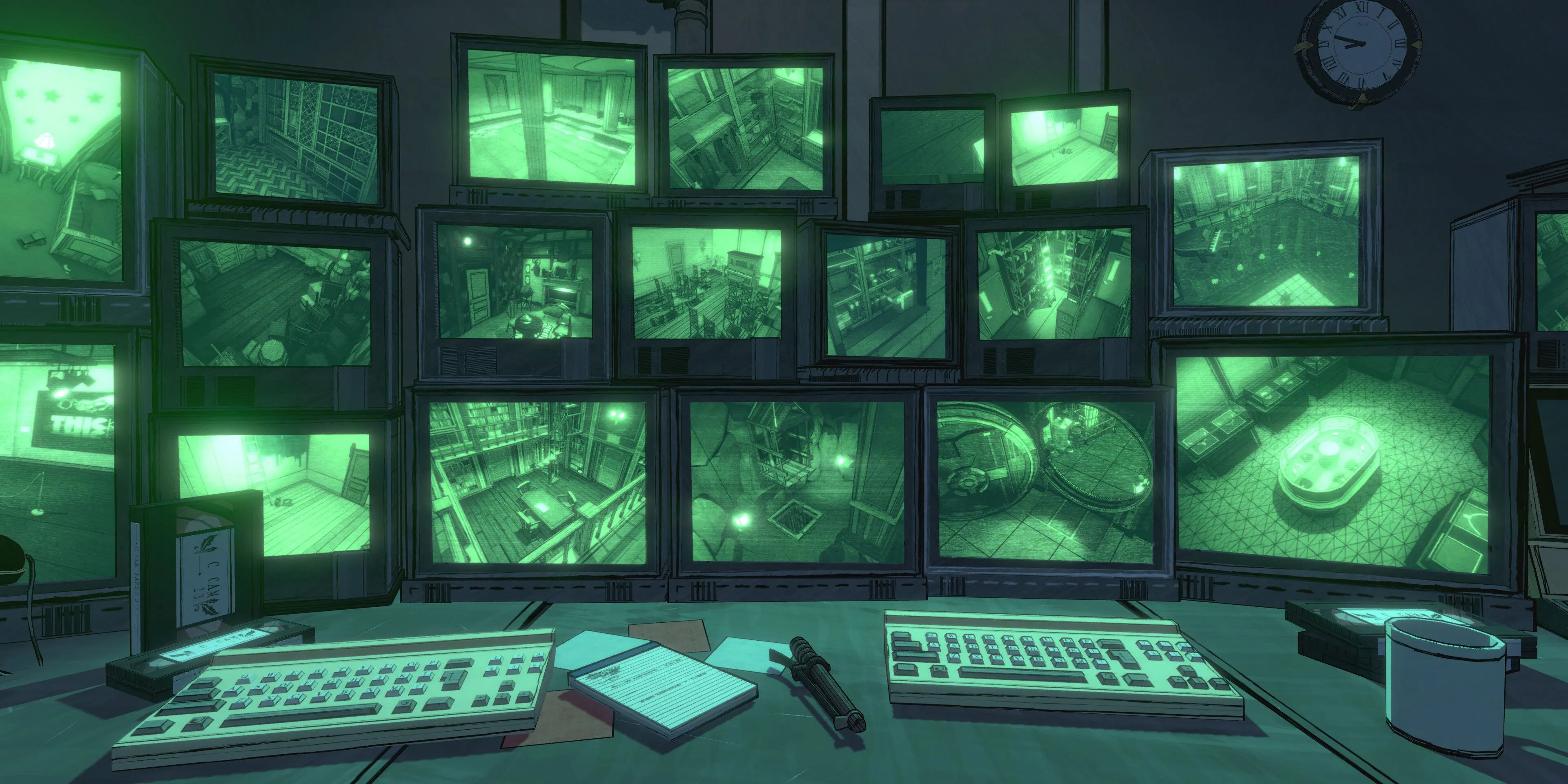 Blue Prince — phòng giám sát và màn hình an ninh