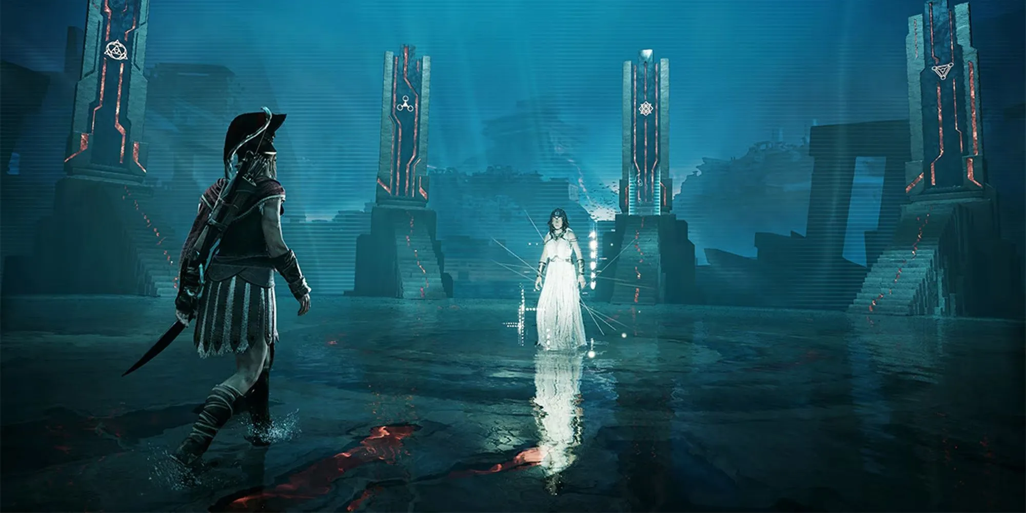 Bối cảnh The Fate of Atlantis với kiến trúc và sinh vật thần thoại trong Odyssey