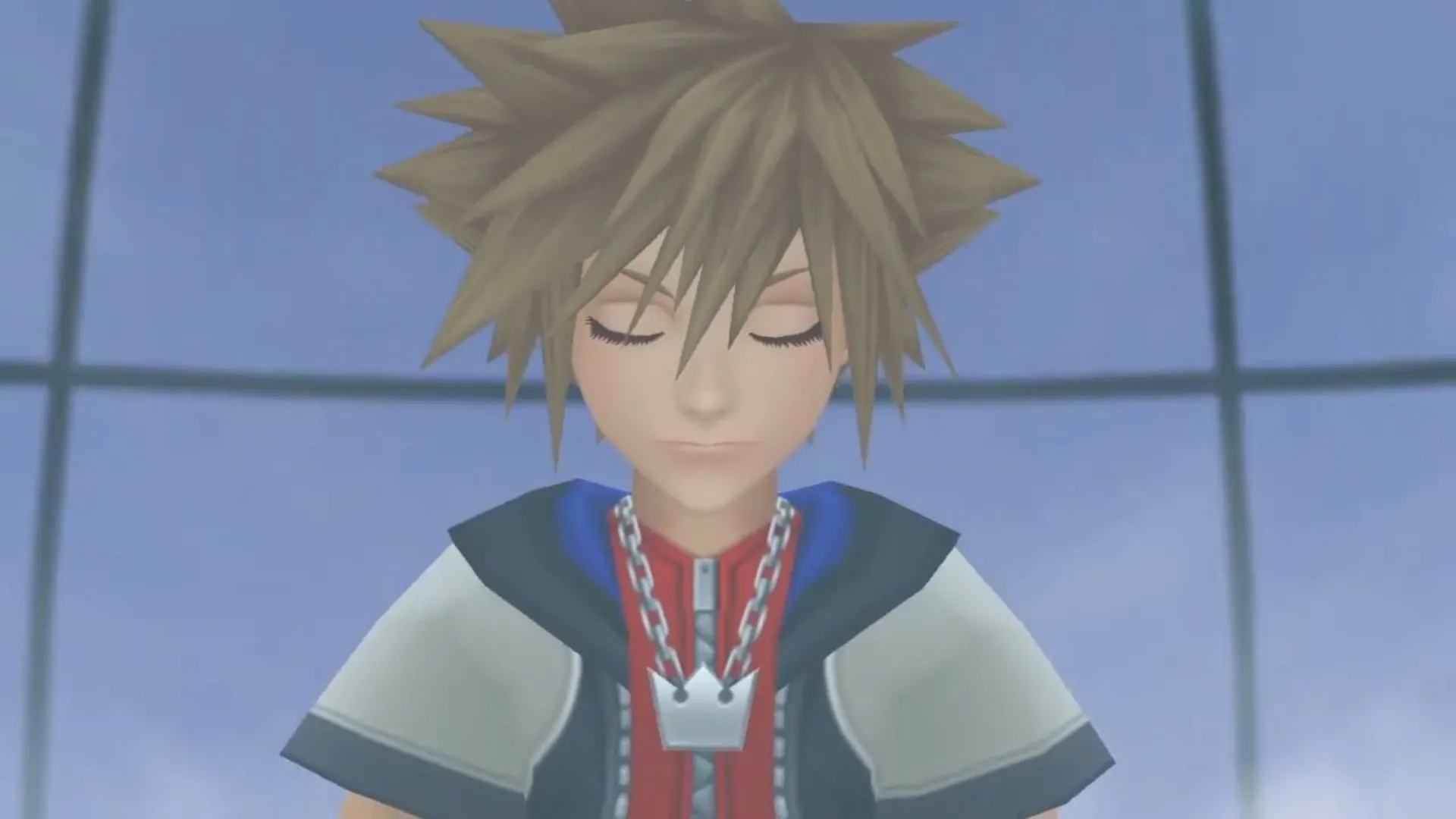 Cận cảnh Sora trong Kingdom Hearts II, cảnh vừa hành động vừa cảm xúc