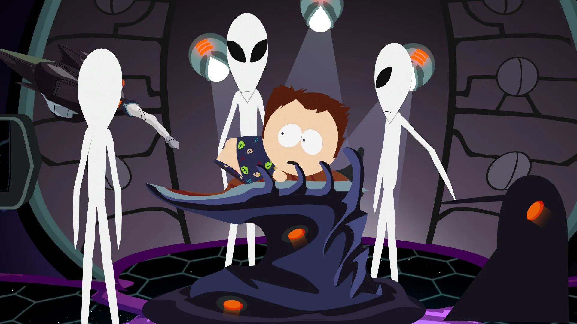 Cảnh “anal probe” hài hước trong South Park: The Stick of Truth, biểu tượng của lối hài thô và bất ngờ