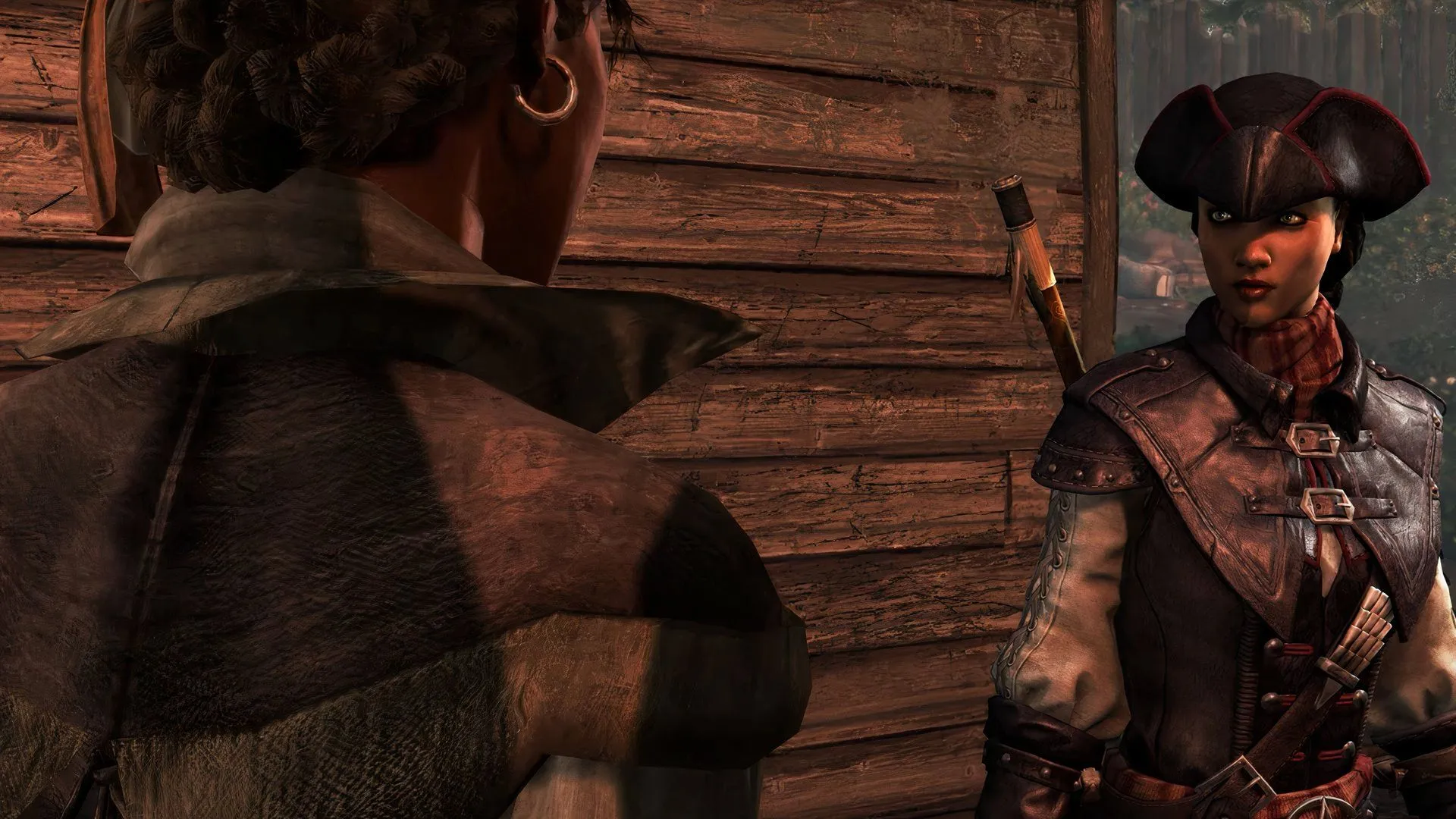 Cảnh Aveline lẩn trong cây, minh họa lối chơi stealth đơn giản trong DLC Black Flag