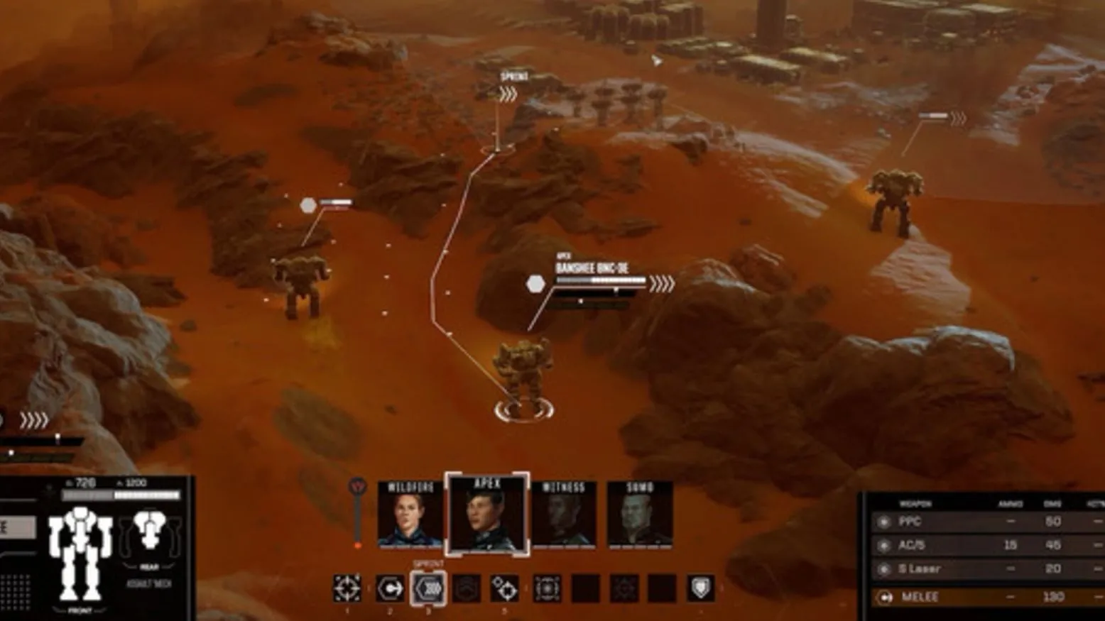 Cảnh mech chiến đấu trong Battletech, phong cách tactical grid
