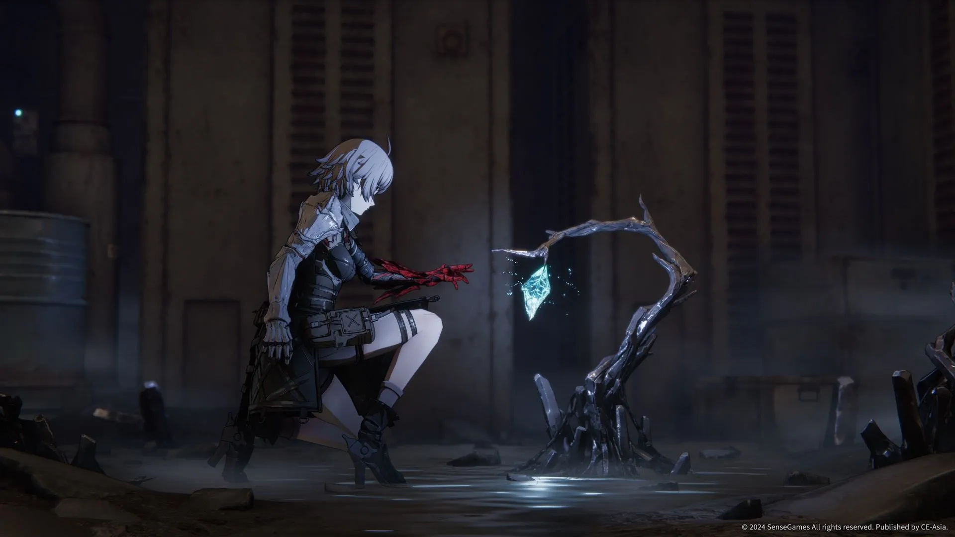 Cảnh nghệ thuật anime của AI Limit, tông màu tối và yếu tố combat quyết liệt