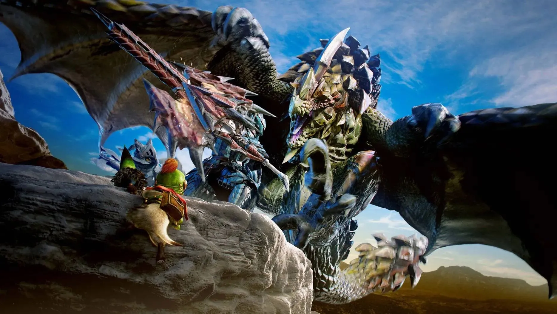 Cảnh săn quái trong Monster Hunter 4 Ultimate trên 3DS với môi trường hoành tráng