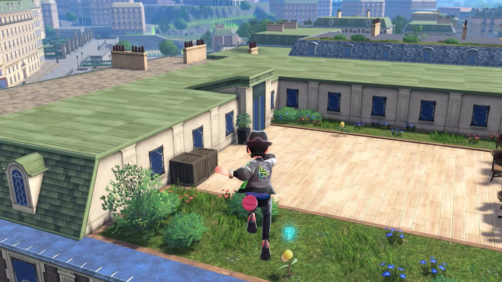 Cảnh trong Pokémon Legends: Z-A trên mái nhà, minh họa vị trí spawn Shiny trong khu vực Lumiose