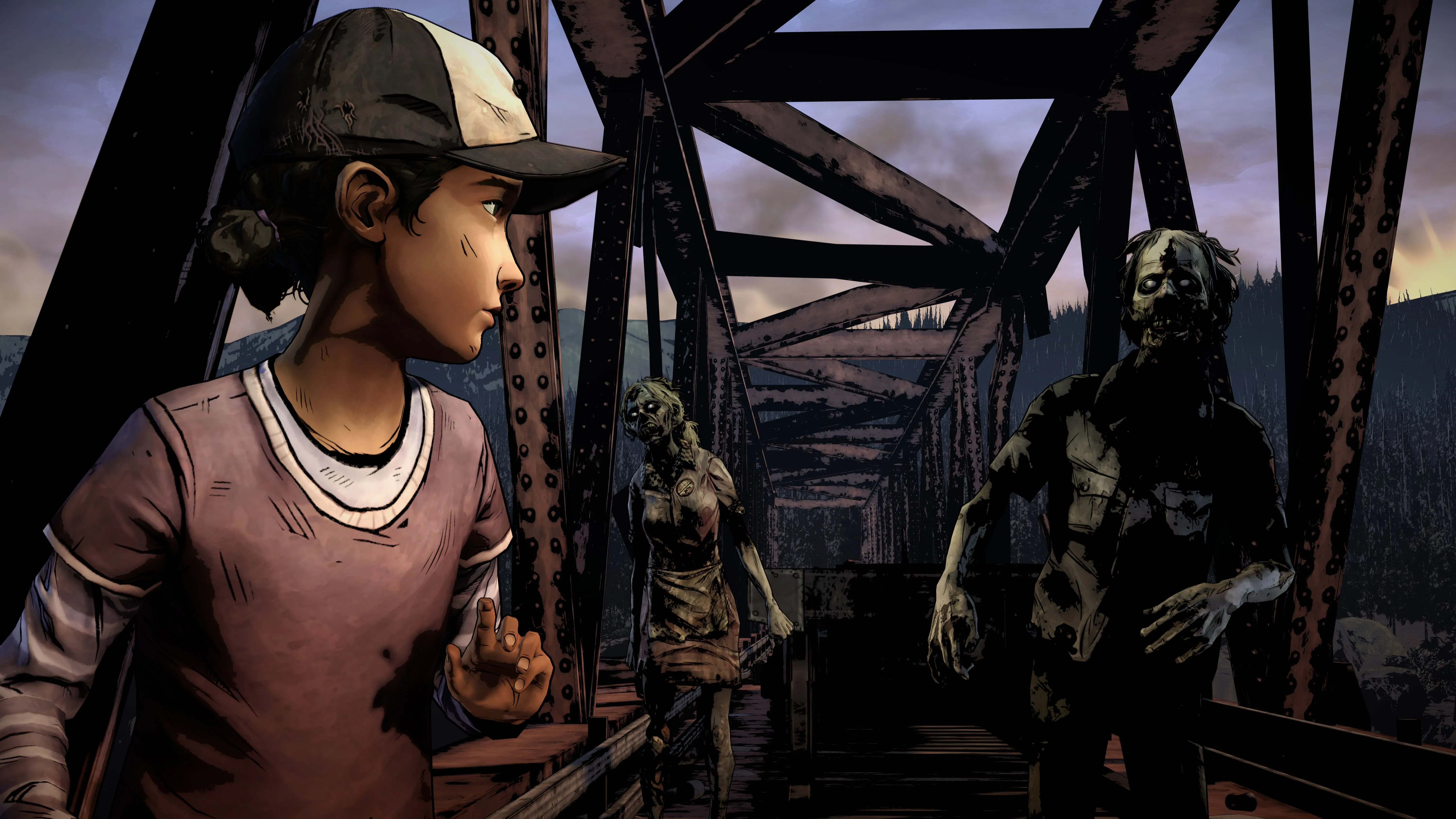 Clem chạy trốn walkers chậm trong The Walking Dead — walker tiêu chuẩn, đòi hỏi quản lý thi thể và phòng thủ