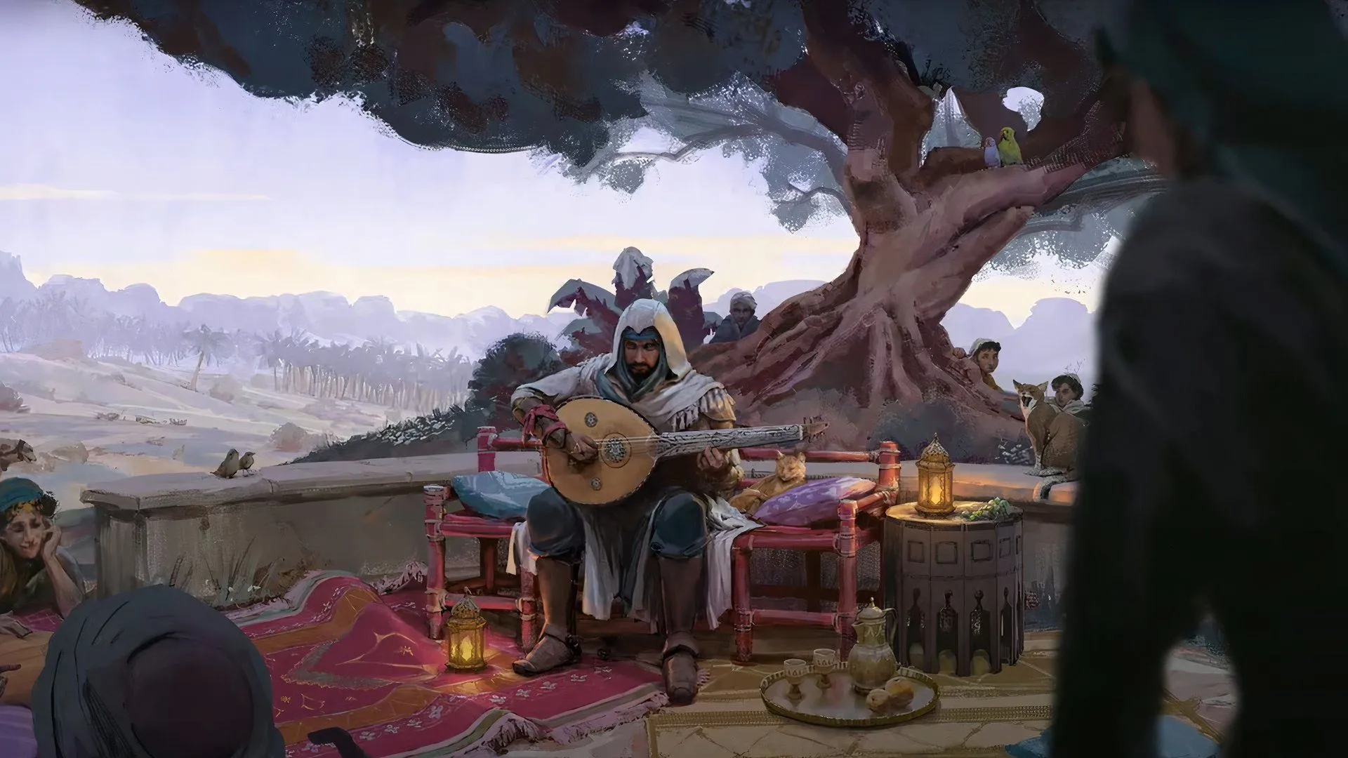 Concept art Assassin's Creed Mirage Valley of Memory: Basim tại tàn tích AlUla