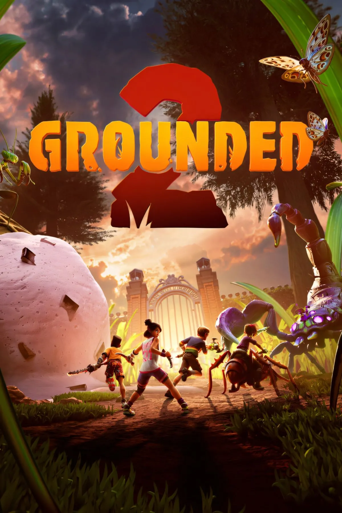 Cover art Grounded 2 hiển thị phong cách sandbox phiêu lưu và sinh tồn của trò chơi