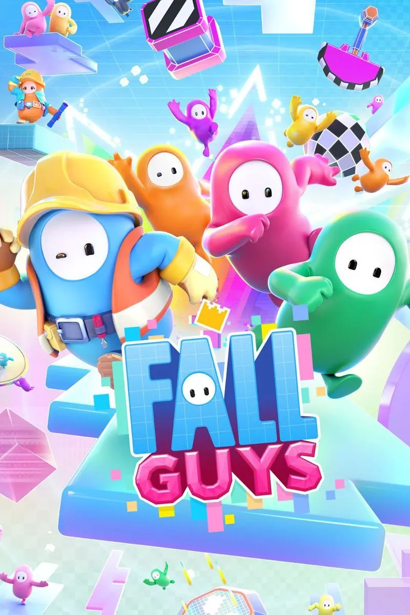 Cover Fall Guys với hình ảnh biểu tượng của tựa game party nhiều người chơi