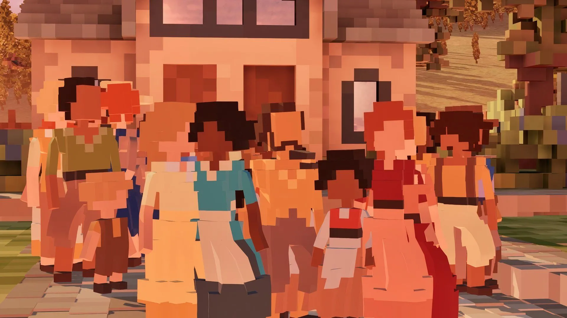 Cư dân và nhiệm vụ trong Town to City — giao diện voxel, cảnh quest và công dân