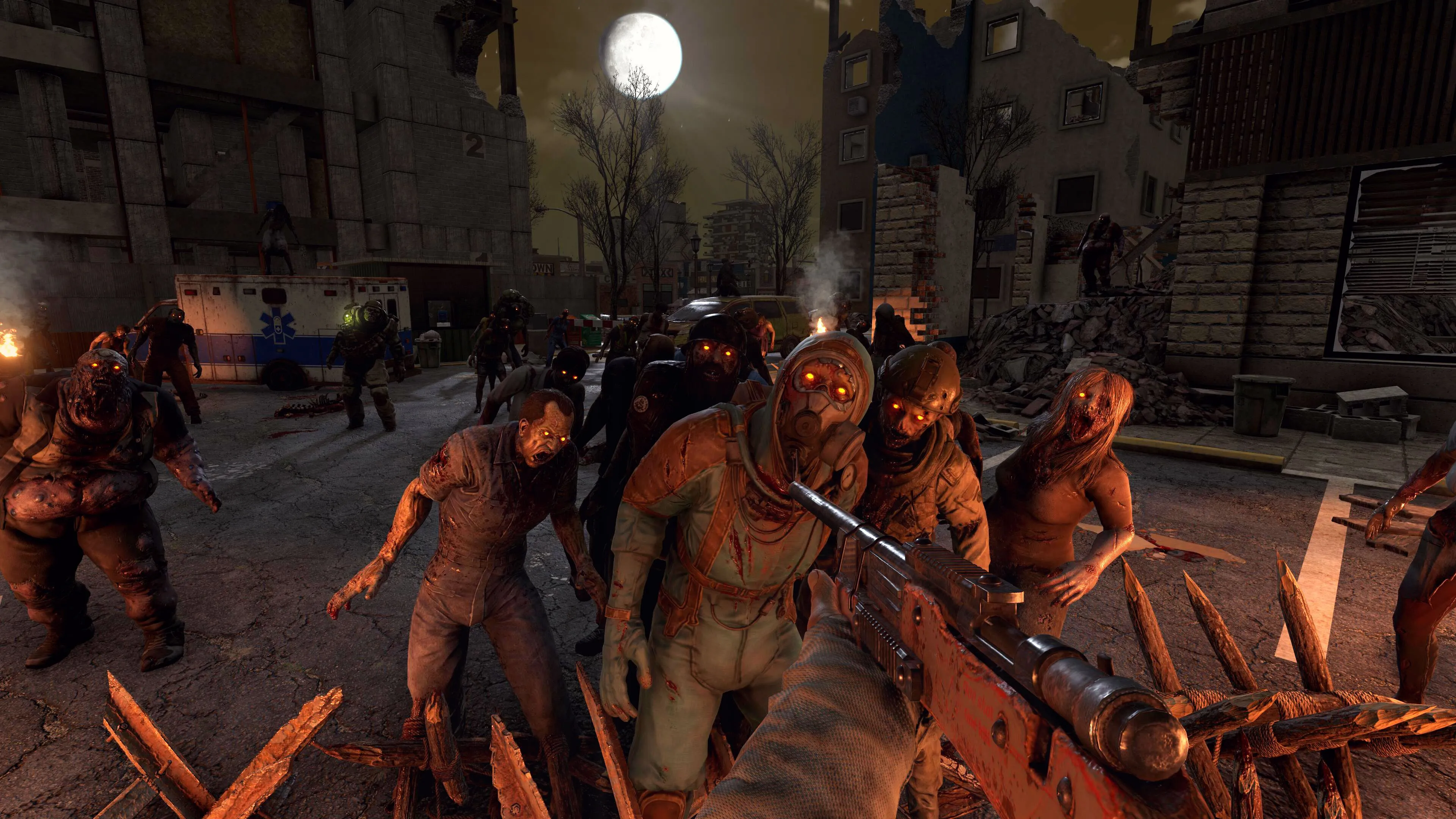 Đám đông zombie trong 7 Days to Die — bao gồm nhiều loài động vật đã bị nhiễm