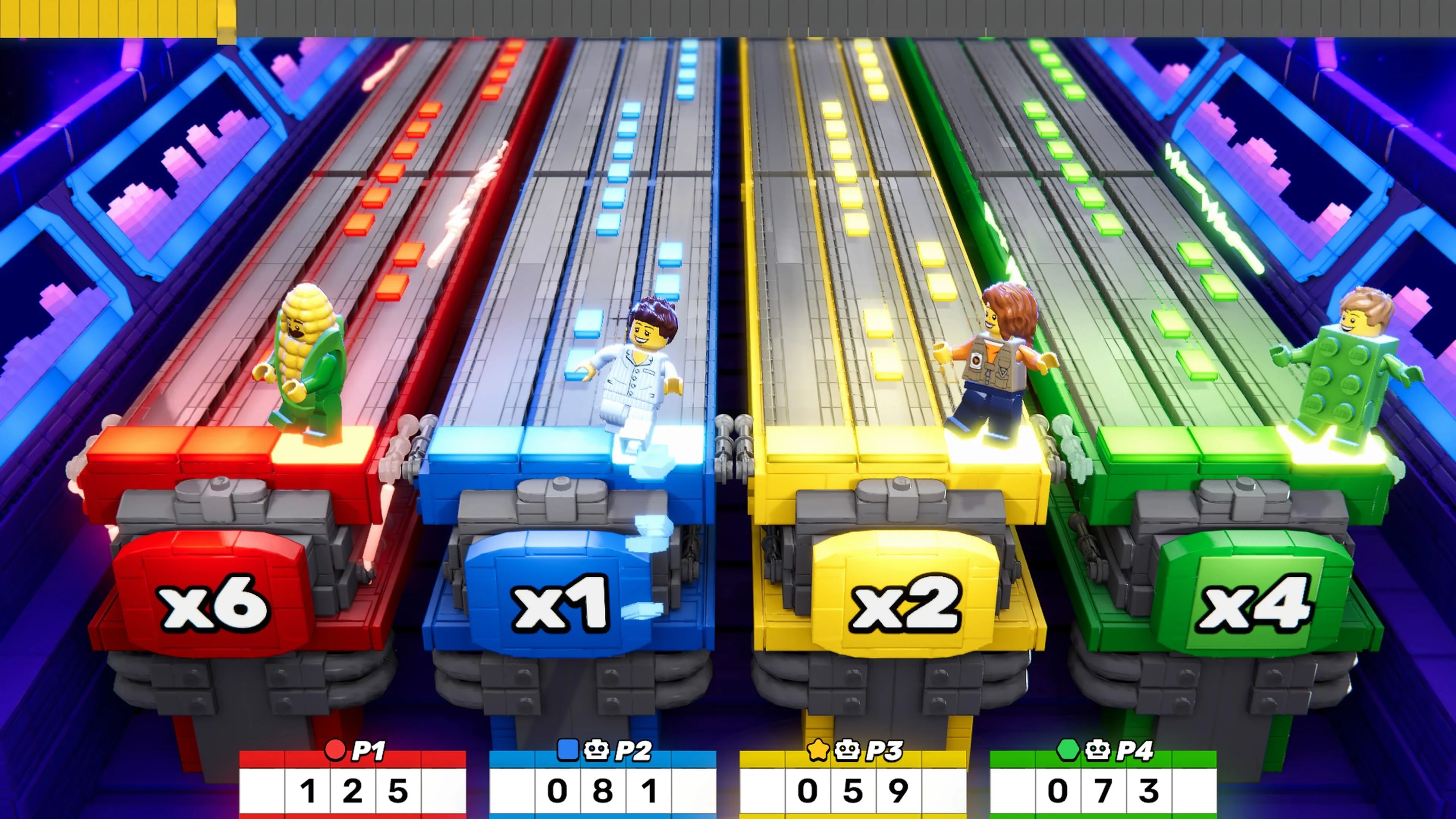 Dance Off: thu thập gạch theo nhịp, highway kiểu Guitar Hero