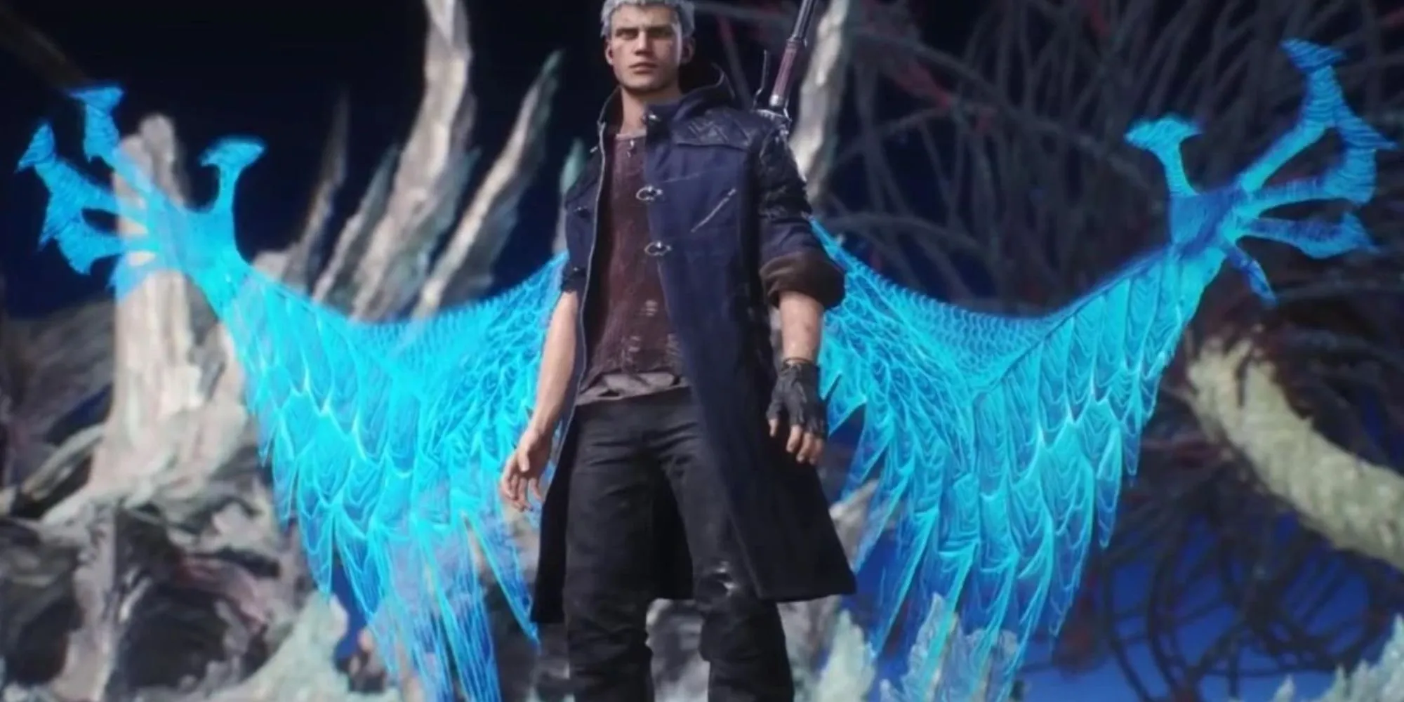 Dante/nhân vật trong Devil May Cry 5 biểu diễn combo và weapon variety, biểu tượng của dòng hack-and-slash hiện đại
