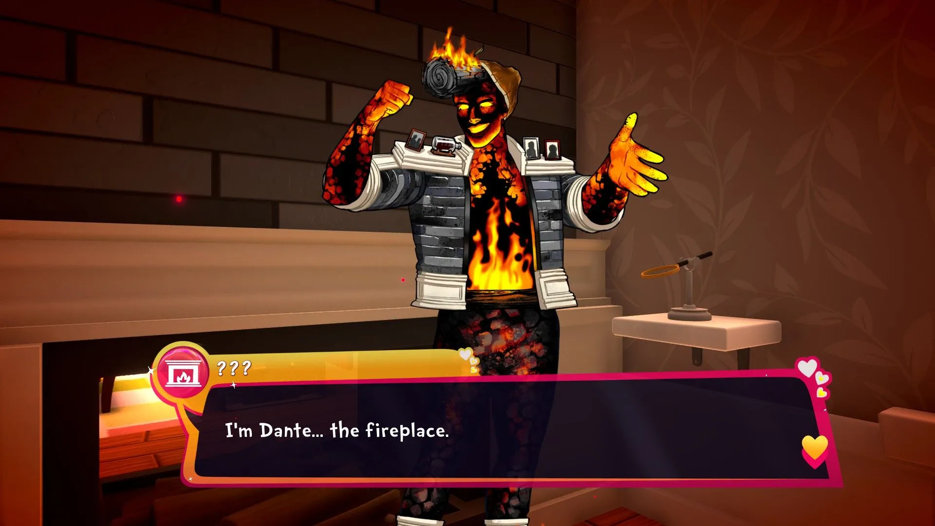 Date Everything! hội tụ nhiều diễn viên lồng tiếng nổi tiếng, minh họa nhân vật Dante do Dante Basco lồng tiếng trong bối cảnh dating sim hài hước