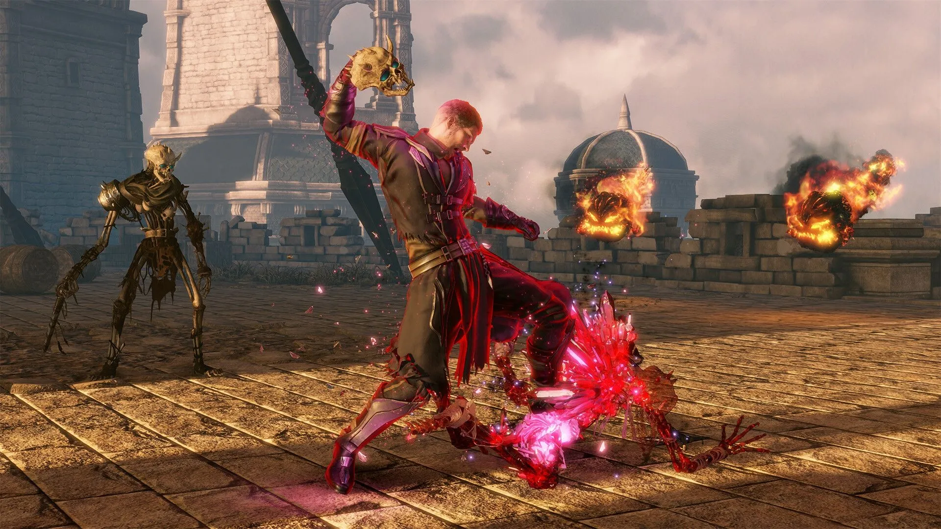 Đấu trường đậm chất hành động của Stranger of Paradise, thể hiện Job và hiệu ứng phép thuật