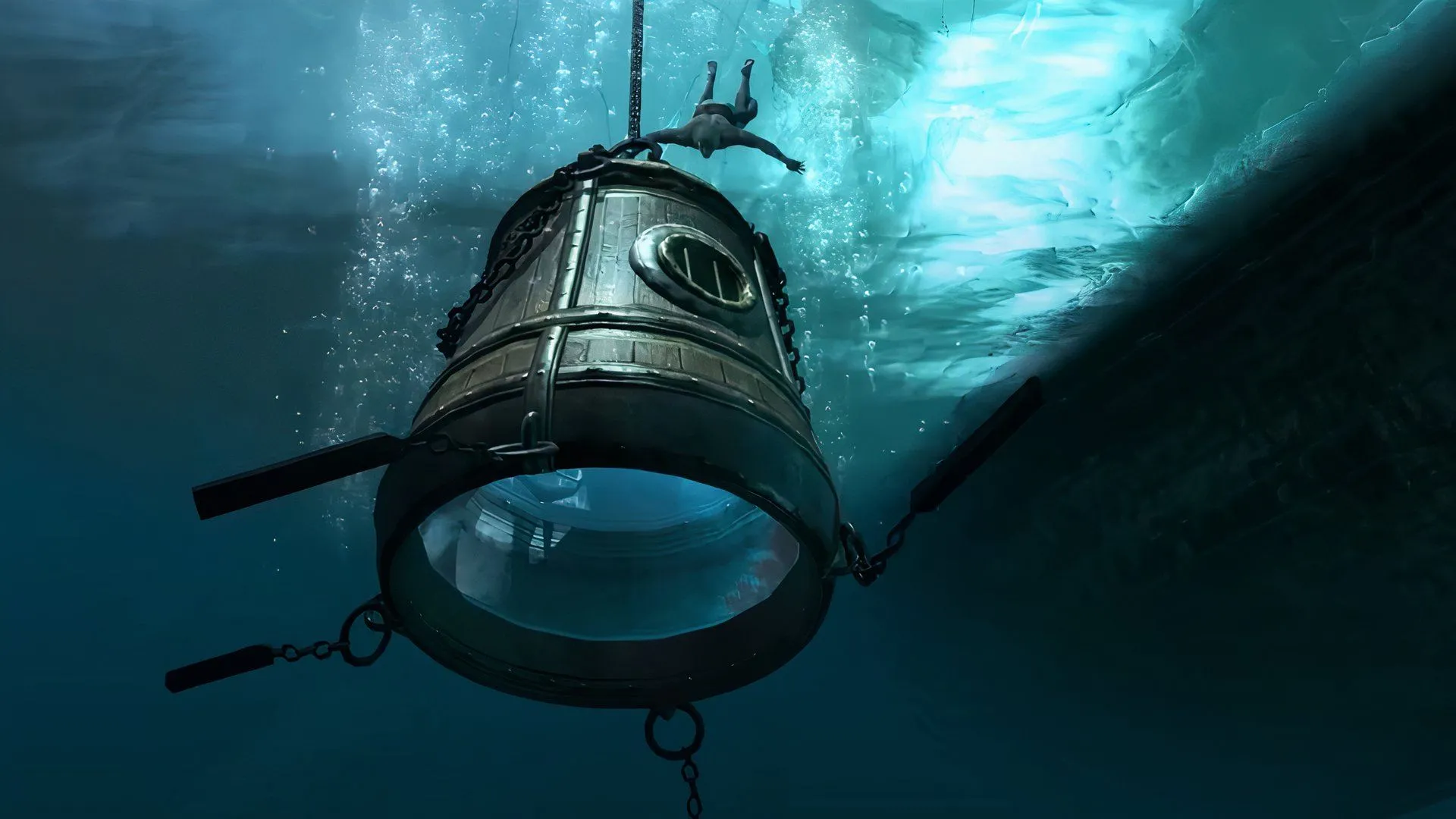Diving bell trong Assassin's Creed IV: Black Flag minh họa phương thức khảo sát xác tàu ở vùng Caribe