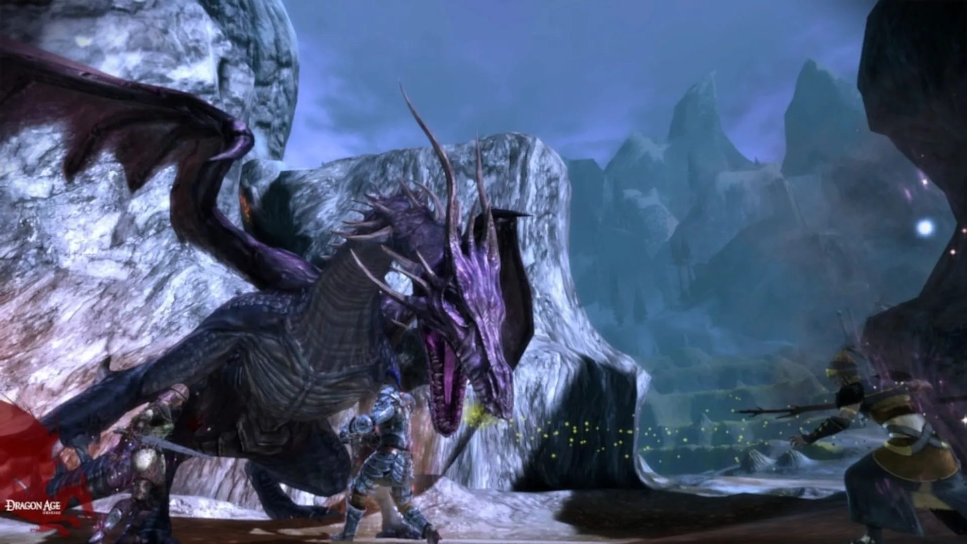Dragon Age: Origins – cảnh chiến đấu theo đội và môi trường giả tưởng medieval tối màu
