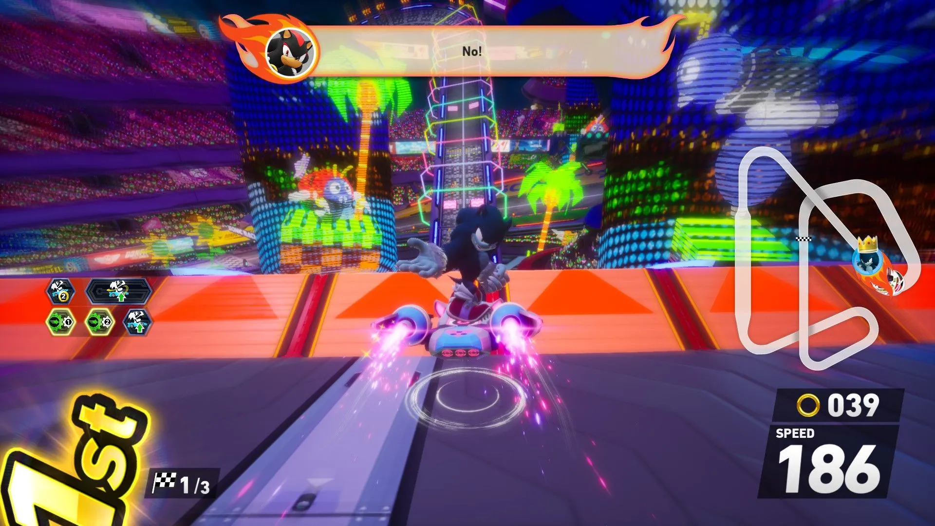 E-Stadium: phần sân vận động rộng, góc nhìn khi lao xuống dốc