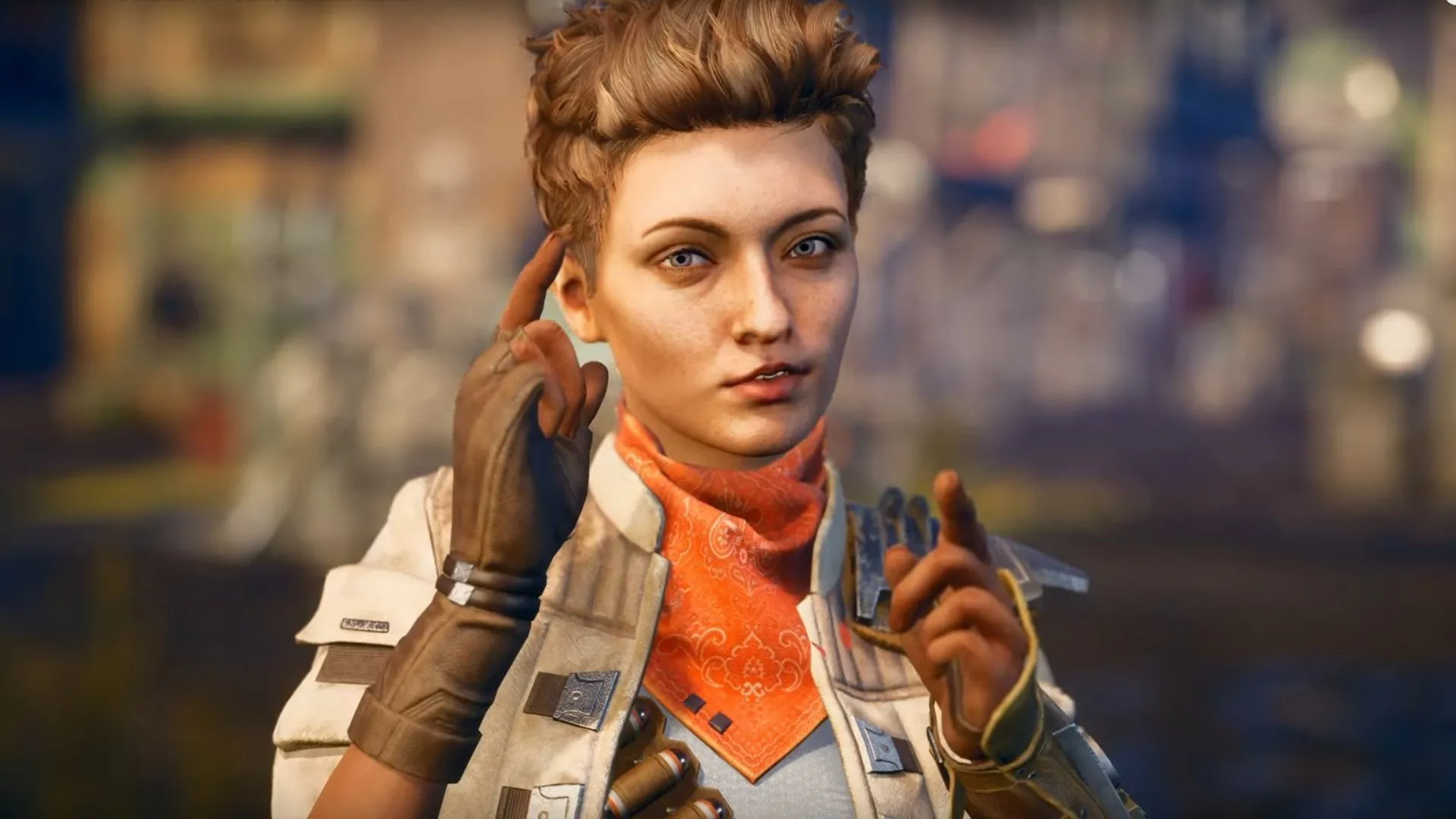 Ellie, một companion trong The Outer Worlds — ví dụ điển hình cho tiềm năng hẹn hò dựa trên hệ thống đồng hành sâu sắc