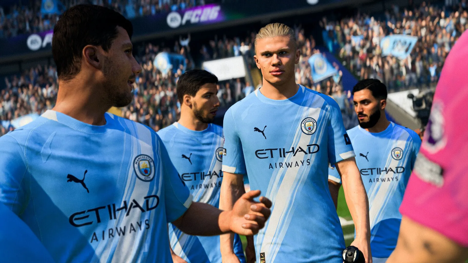 Erling Haaland chạy bóng trong EA Sports FC26